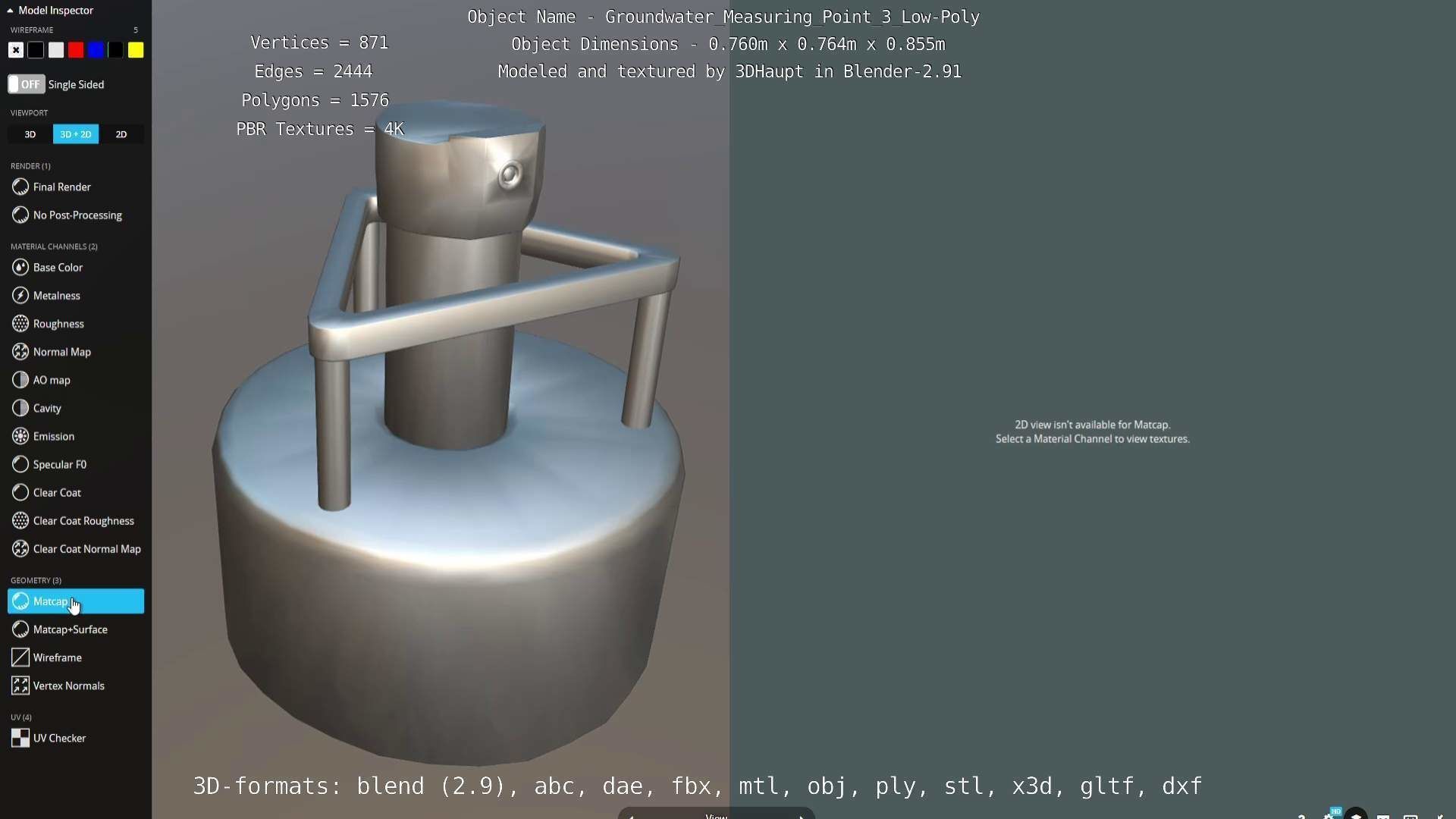 Groundwater Measure Pipe Low-Poly Version 3  Low-poly 3D model_40