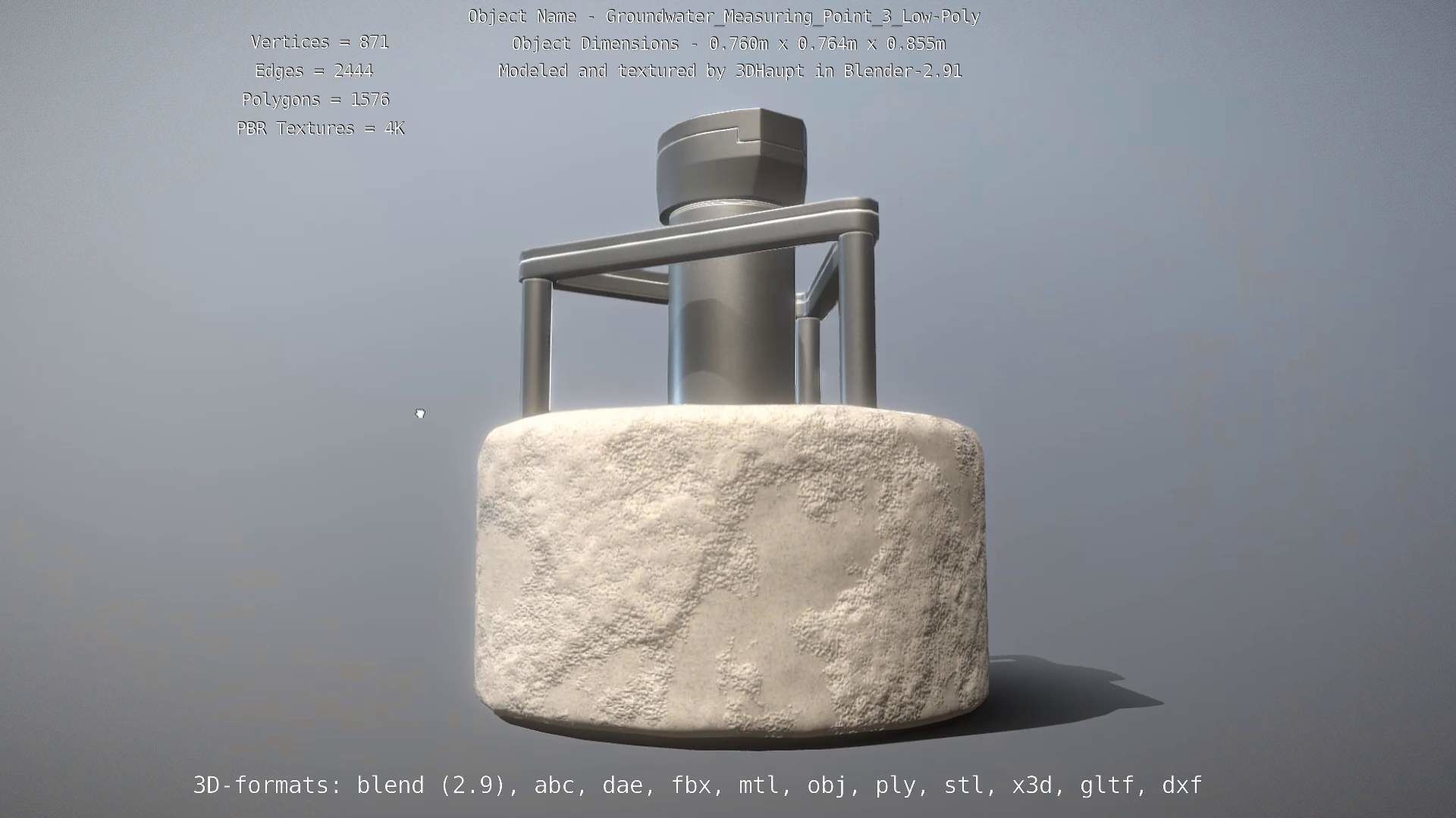 Groundwater Measure Pipe Low-Poly Version 3  Low-poly 3D model_5