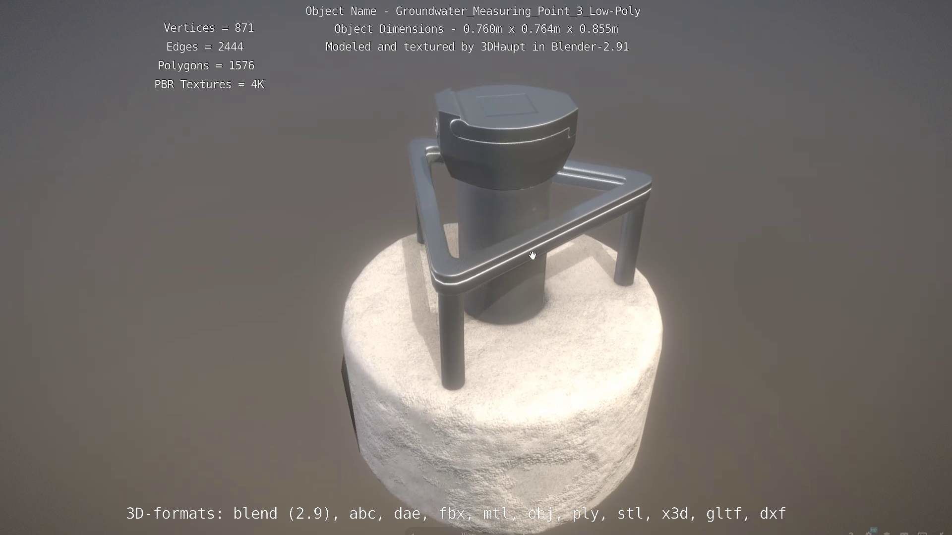 Groundwater Measure Pipe Low-Poly Version 3  Low-poly 3D model_61