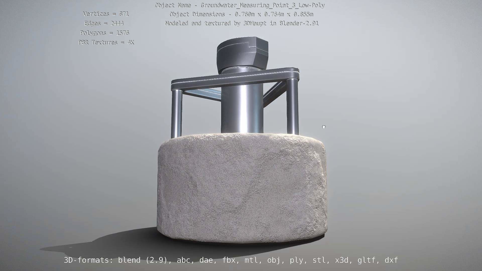 Groundwater Measure Pipe Low-Poly Version 3  Low-poly 3D model_89