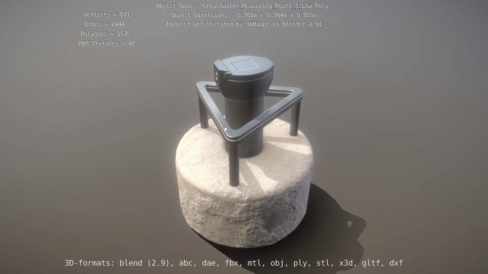 Groundwater Measure Pipe Low-Poly Version 3  Low-poly 3D model_67