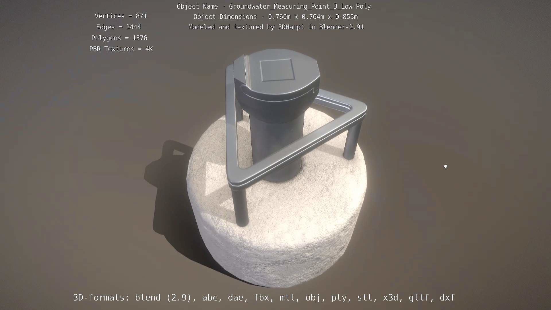 Groundwater Measure Pipe Low-Poly Version 3  Low-poly 3D model_96