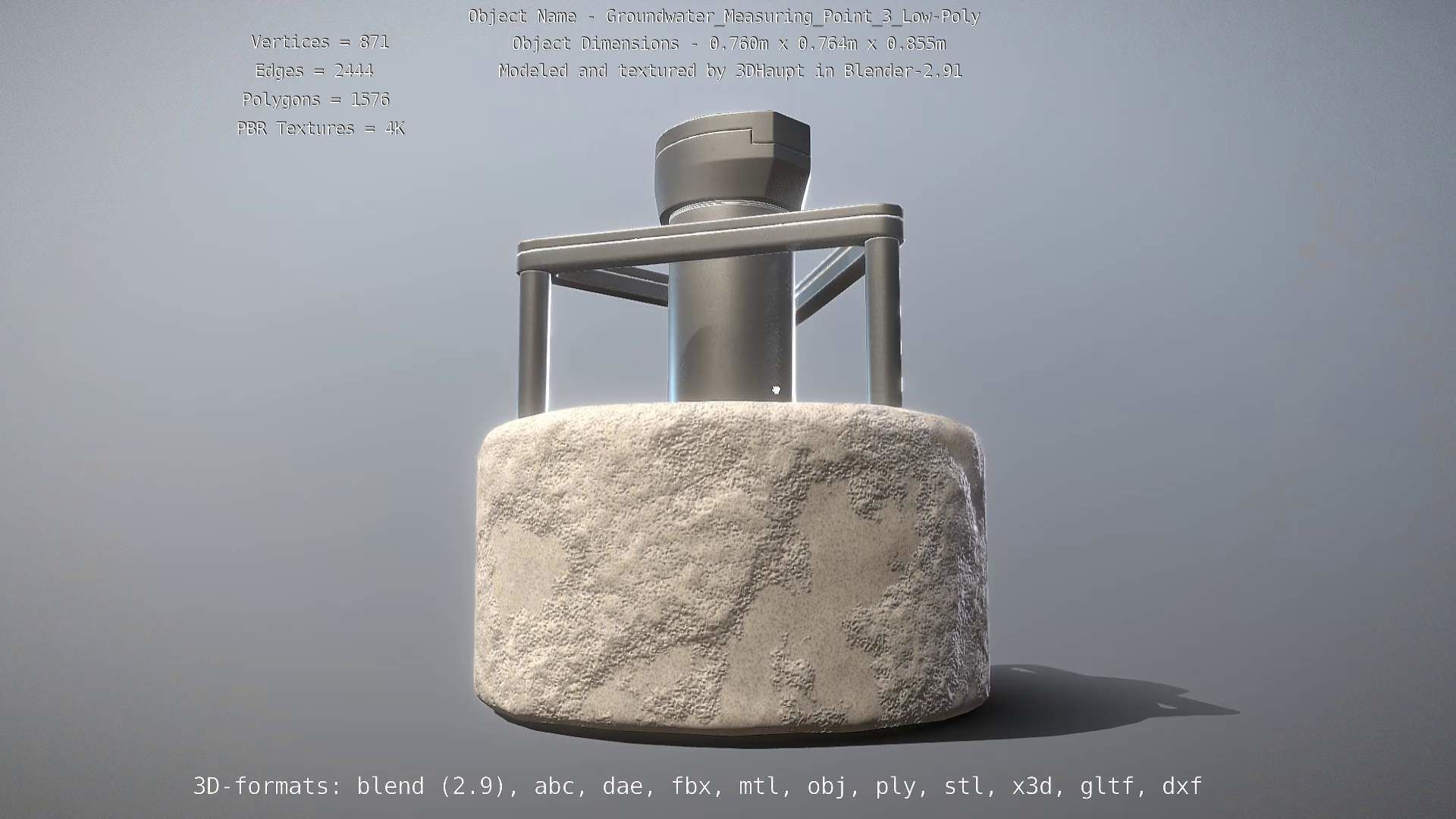 Groundwater Measure Pipe Low-Poly Version 3  Low-poly 3D model_90