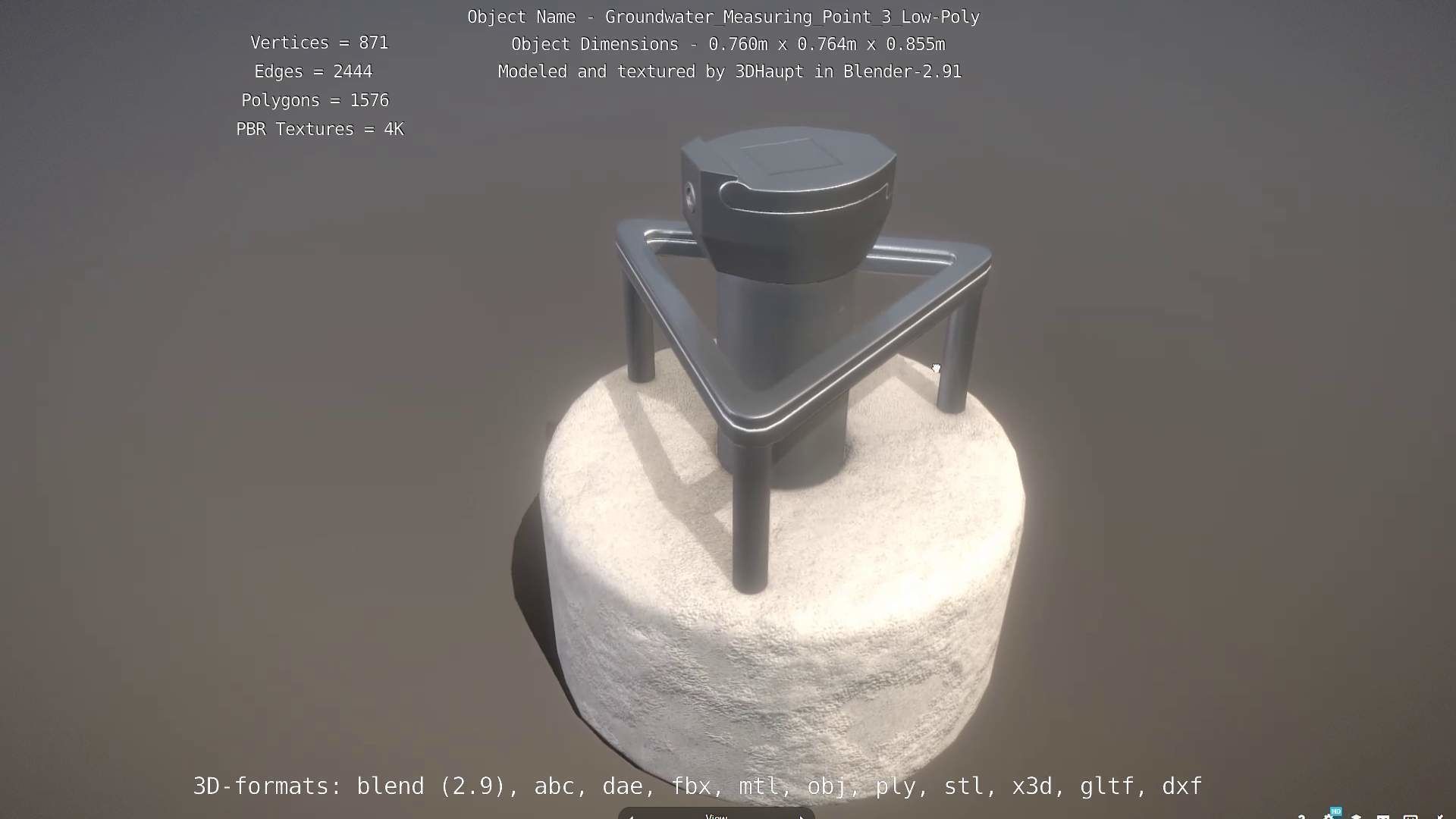 Groundwater Measure Pipe Low-Poly Version 3  Low-poly 3D model_30