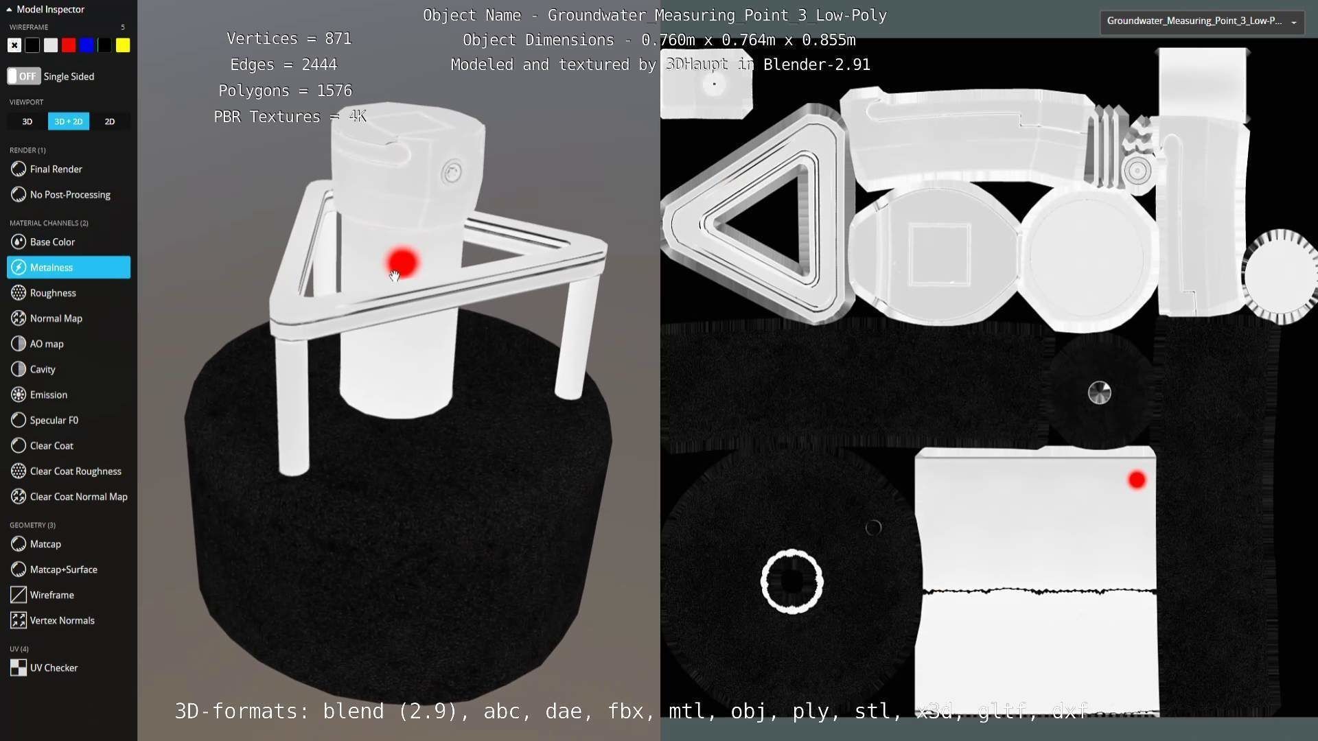 Groundwater Measure Pipe Low-Poly Version 3  Low-poly 3D model_35