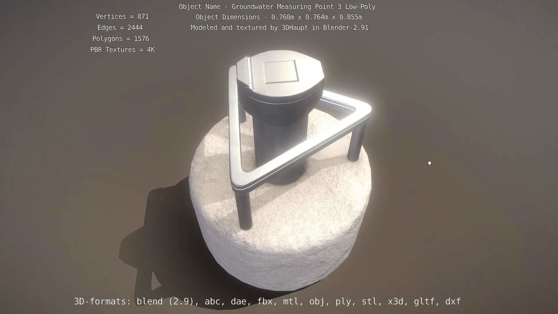 Groundwater Measure Pipe Low-Poly Version 3  Low-poly 3D model_9