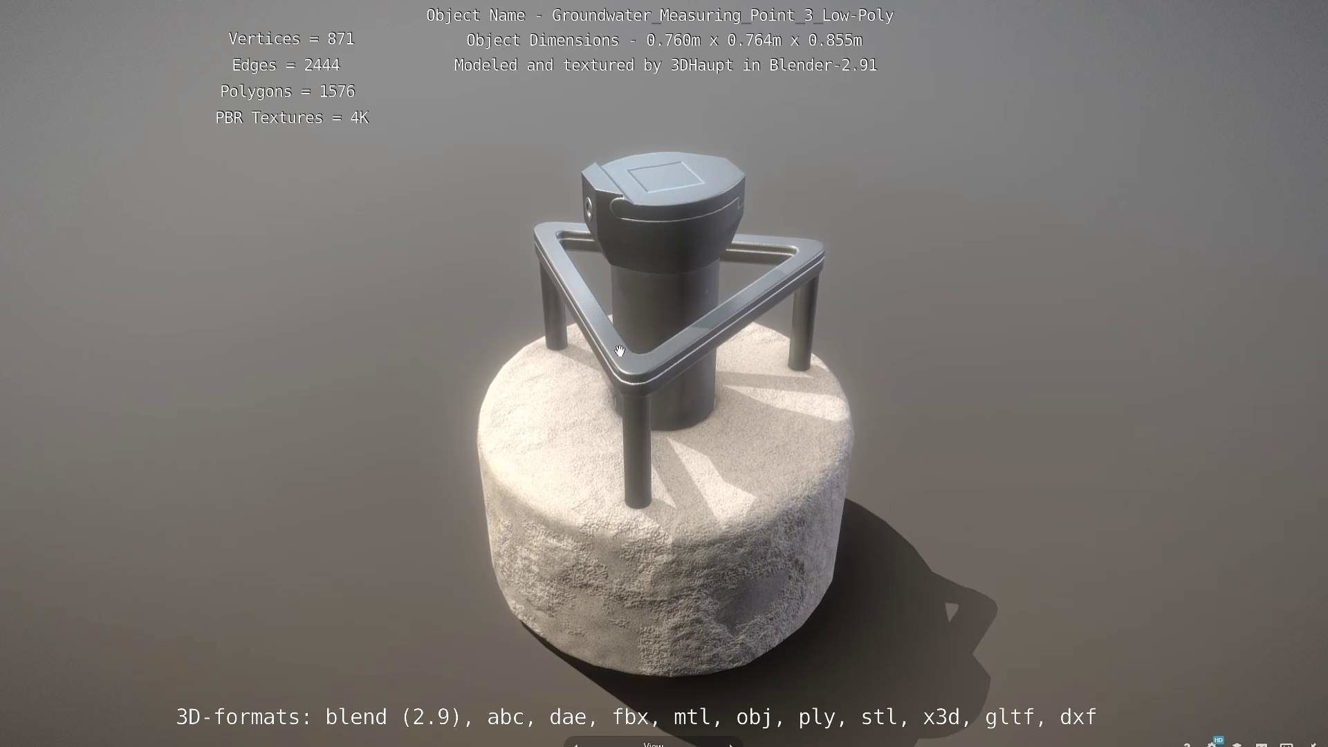 Groundwater Measure Pipe Low-Poly Version 3  Low-poly 3D model_68