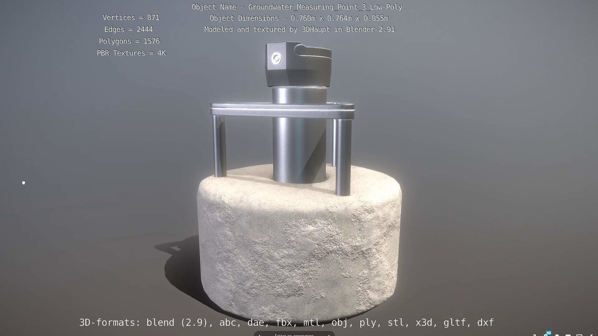 Groundwater Measure Pipe Low-Poly Version 3  Low-poly 3D model_75