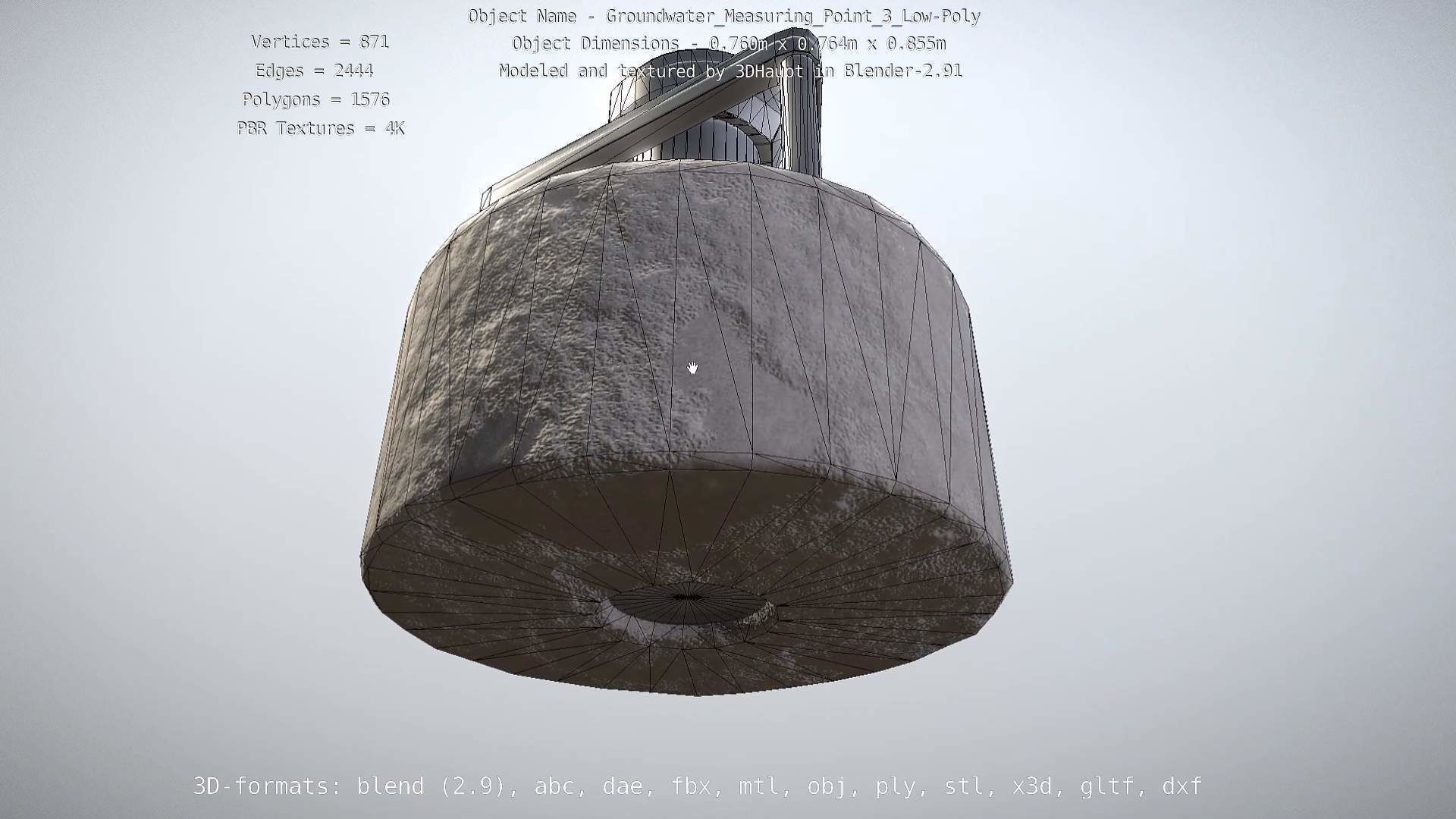 Groundwater Measure Pipe Low-Poly Version 3  Low-poly 3D model_80