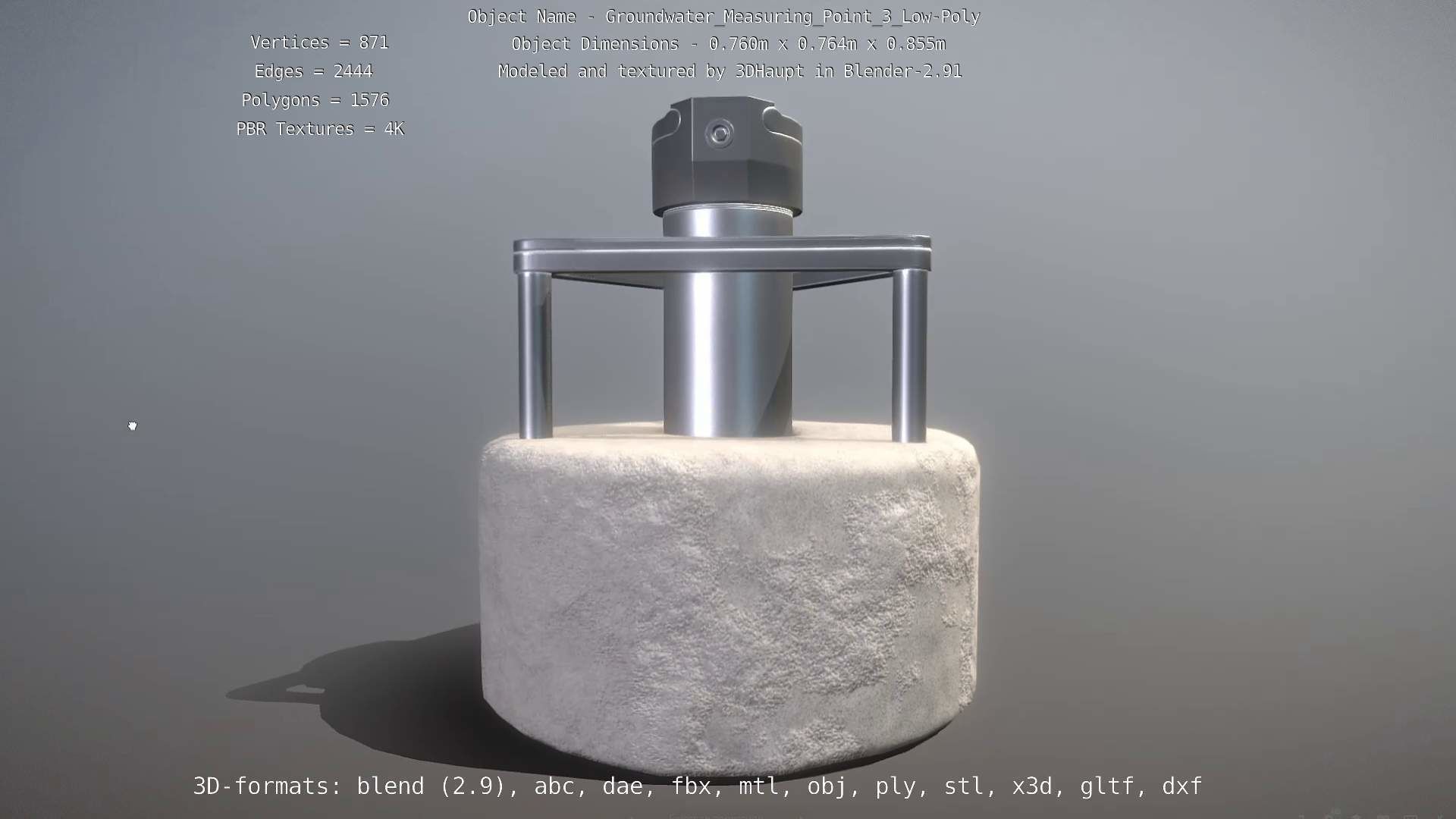 Groundwater Measure Pipe Low-Poly Version 3  Low-poly 3D model_79