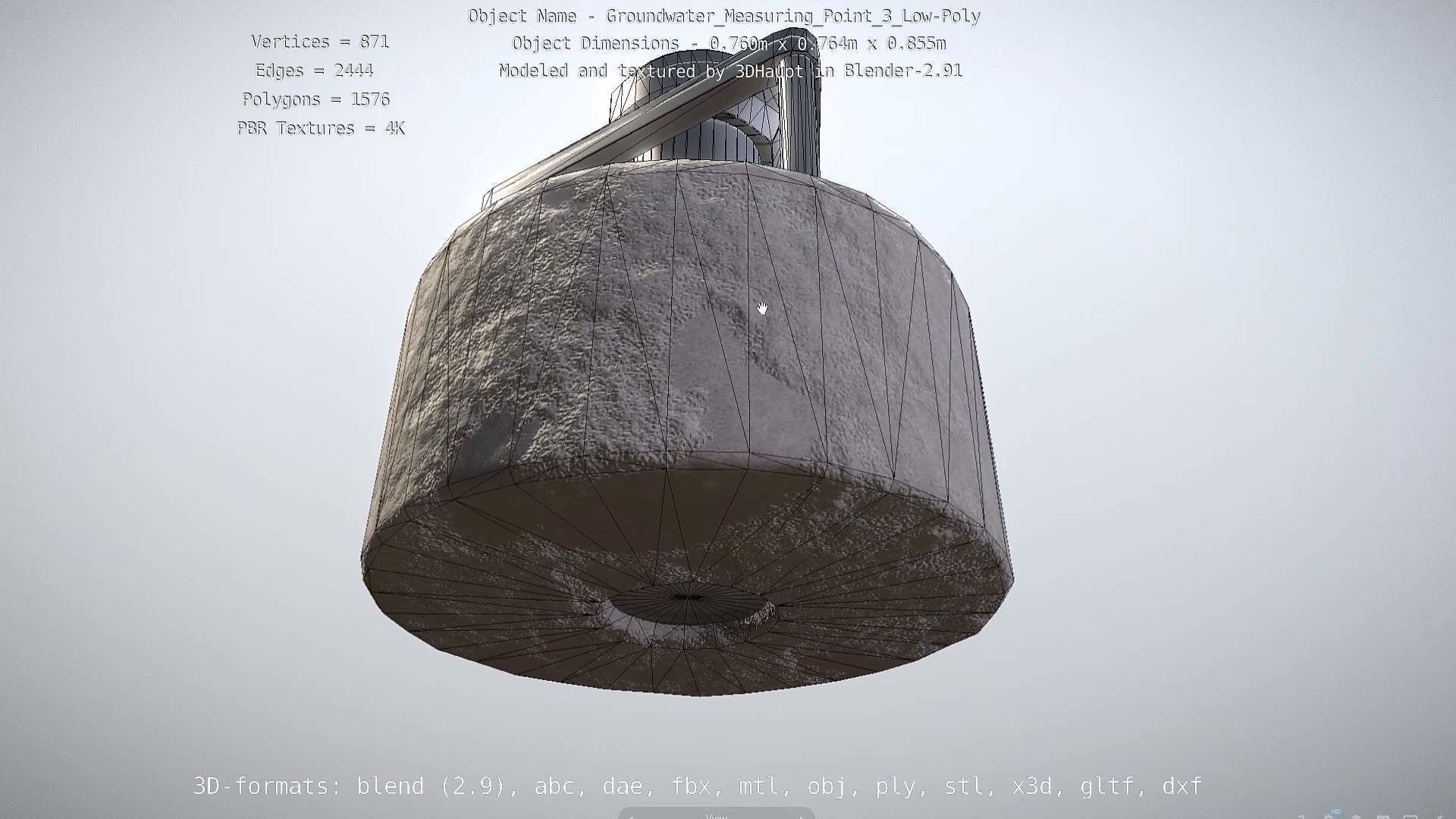Groundwater Measure Pipe Low-Poly Version 3  Low-poly 3D model_56