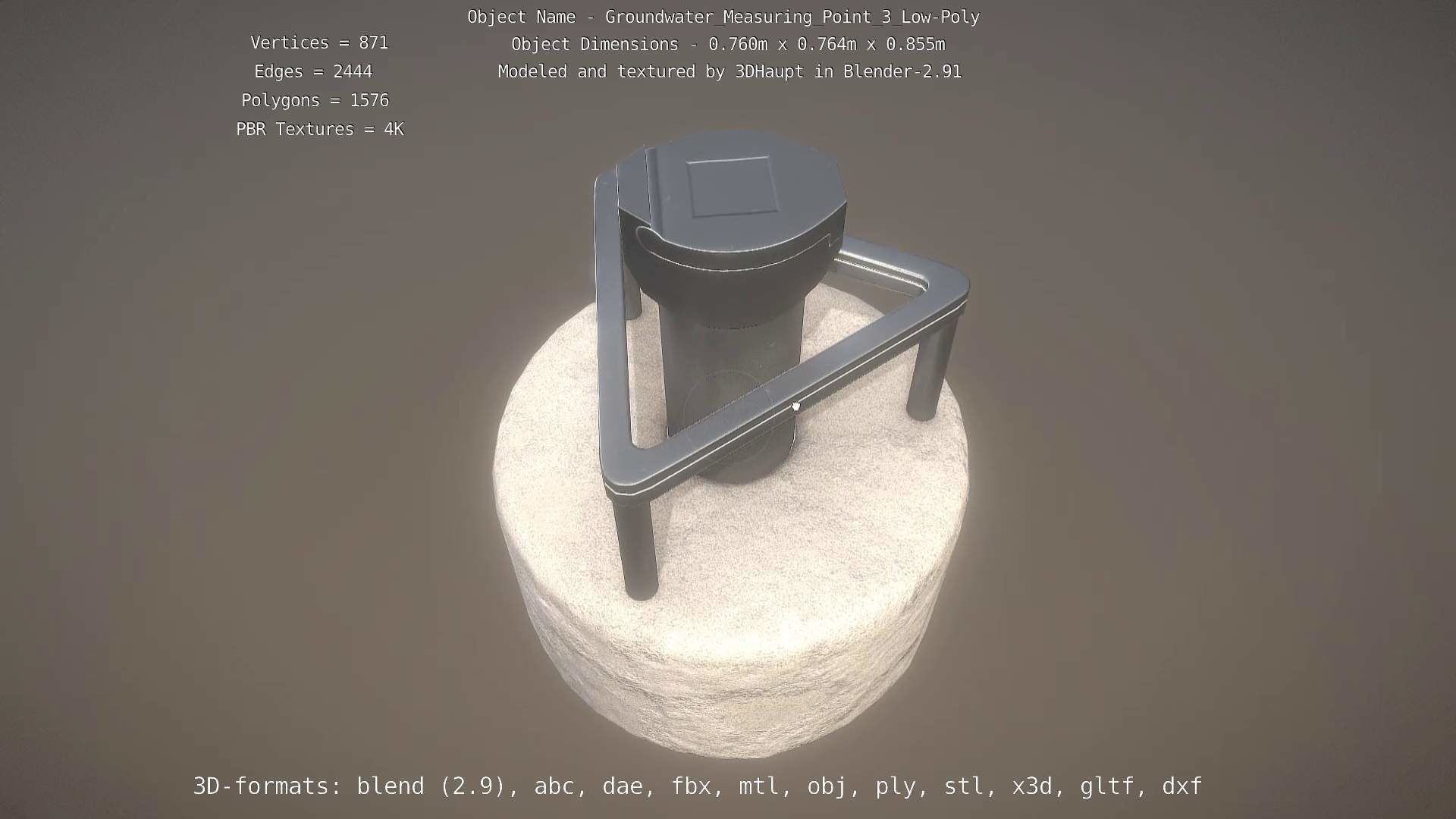 Groundwater Measure Pipe Low-Poly Version 3  Low-poly 3D model_98