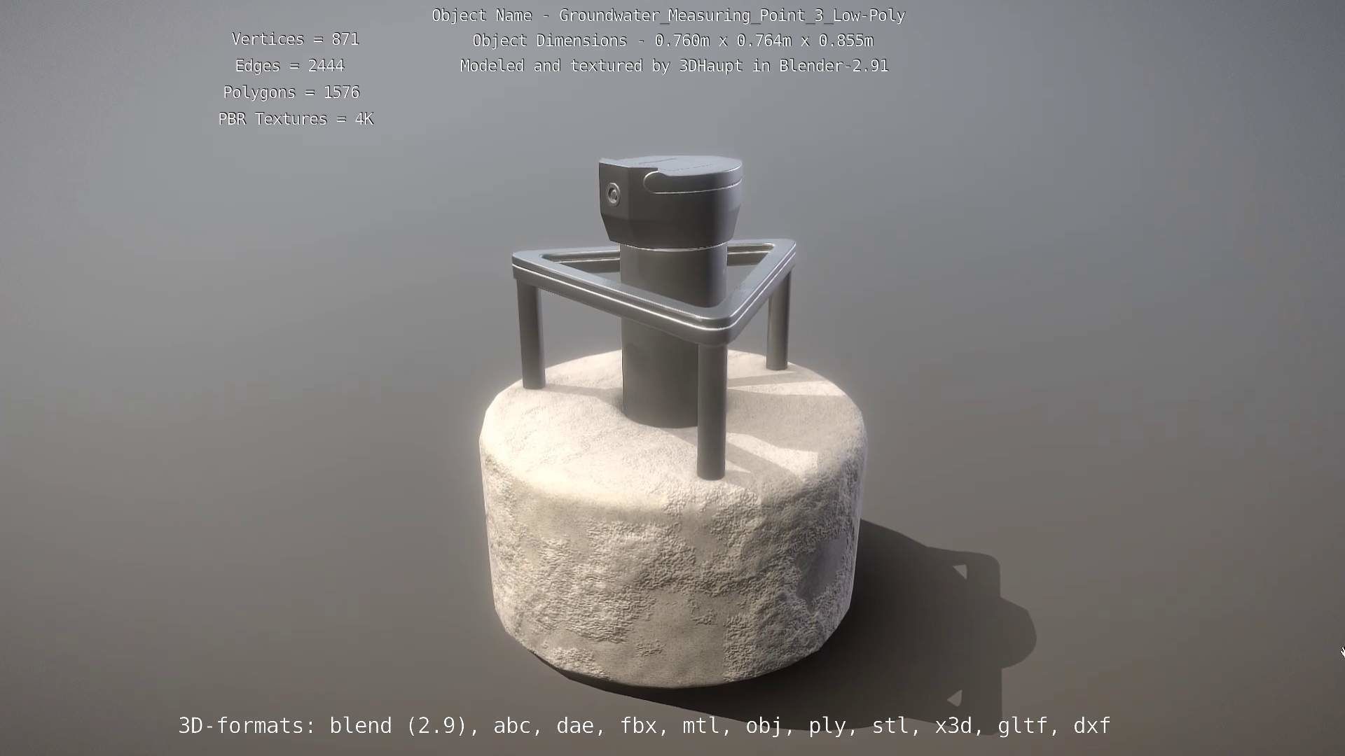 Groundwater Measure Pipe Low-Poly Version 3  Low-poly 3D model_32