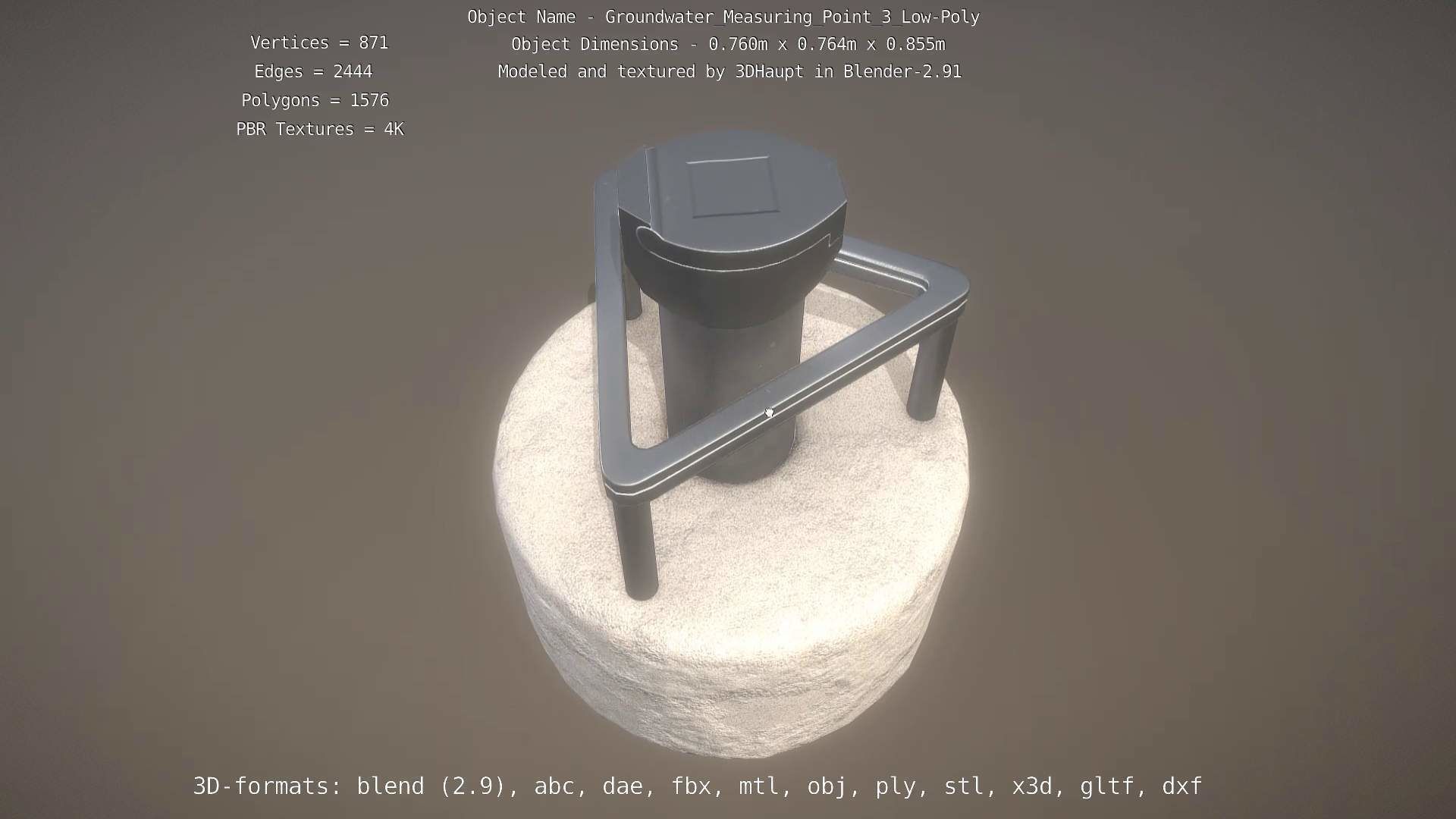 Groundwater Measure Pipe Low-Poly Version 3  Low-poly 3D model_99