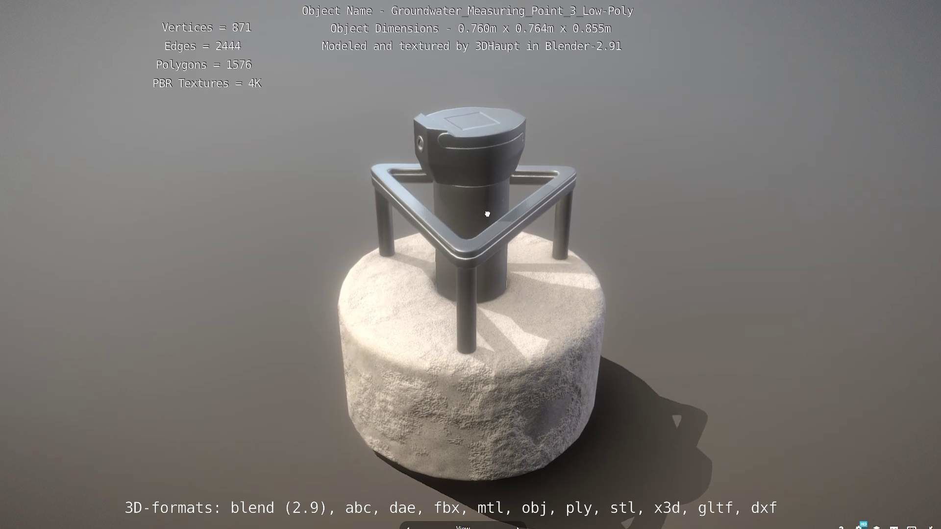 Groundwater Measure Pipe Low-Poly Version 3  Low-poly 3D model_69