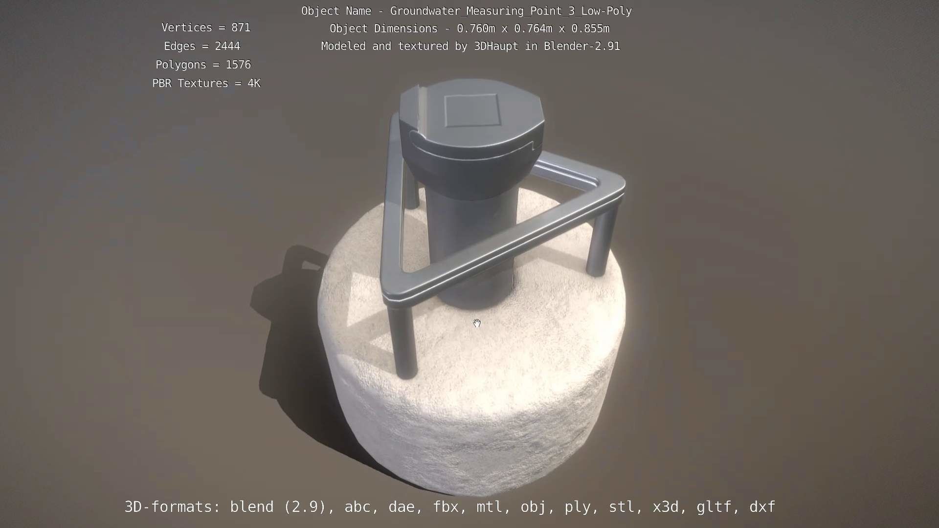 Groundwater Measure Pipe Low-Poly Version 3  Low-poly 3D model_8