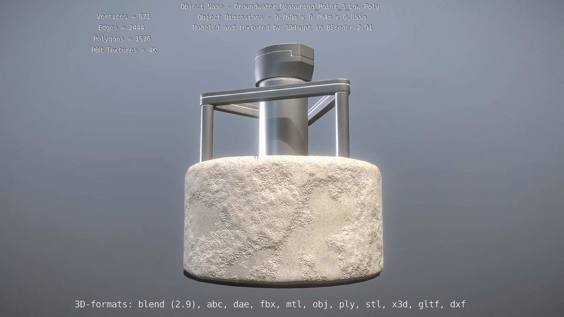 Groundwater Measure Pipe Low-Poly Version 3  Low-poly 3D model_91