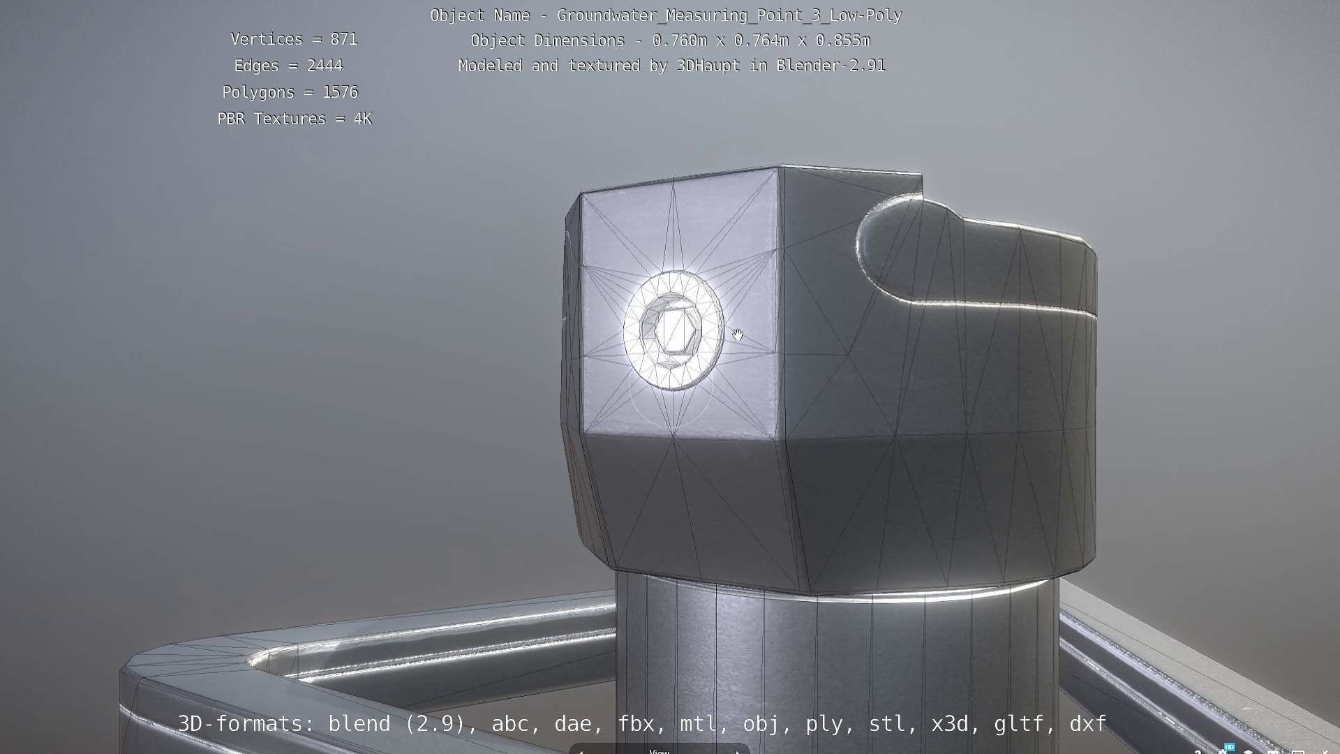 Groundwater Measure Pipe Low-Poly Version 3  Low-poly 3D model_17