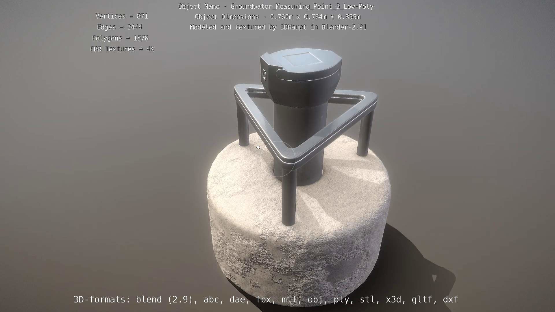 Groundwater Measure Pipe Low-Poly Version 3  Low-poly 3D model_31