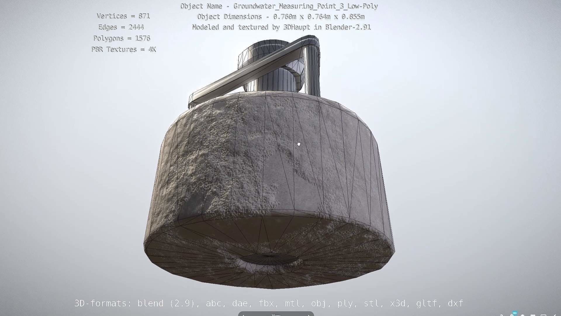 Groundwater Measure Pipe Low-Poly Version 3  Low-poly 3D model_28