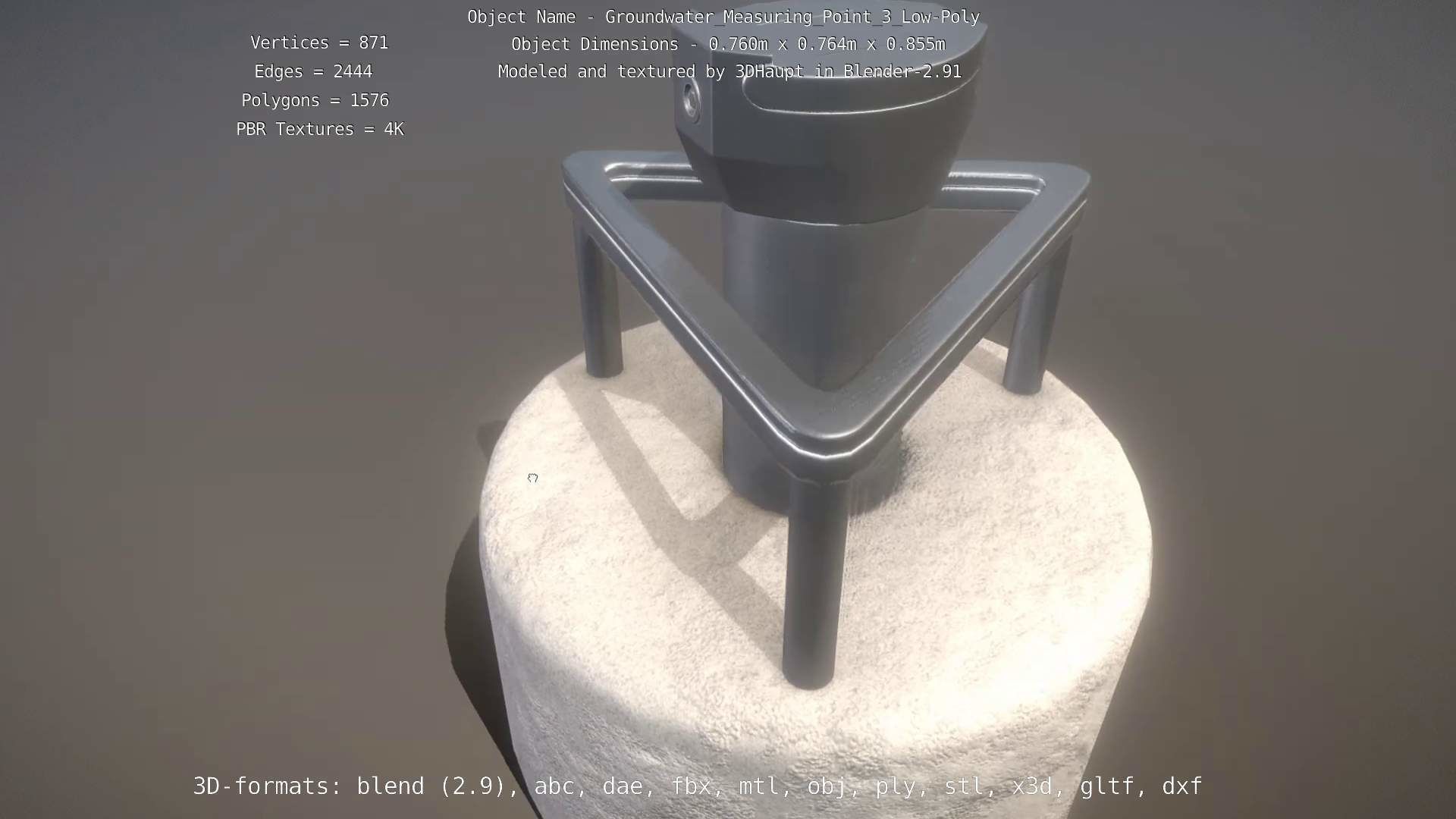 Groundwater Measure Pipe Low-Poly Version 3  Low-poly 3D model_29