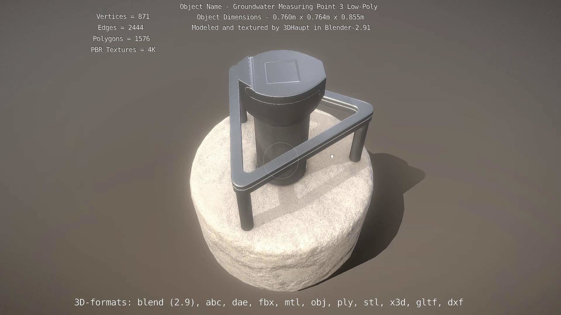 Groundwater Measure Pipe Low-Poly Version 3  Low-poly 3D model_10
