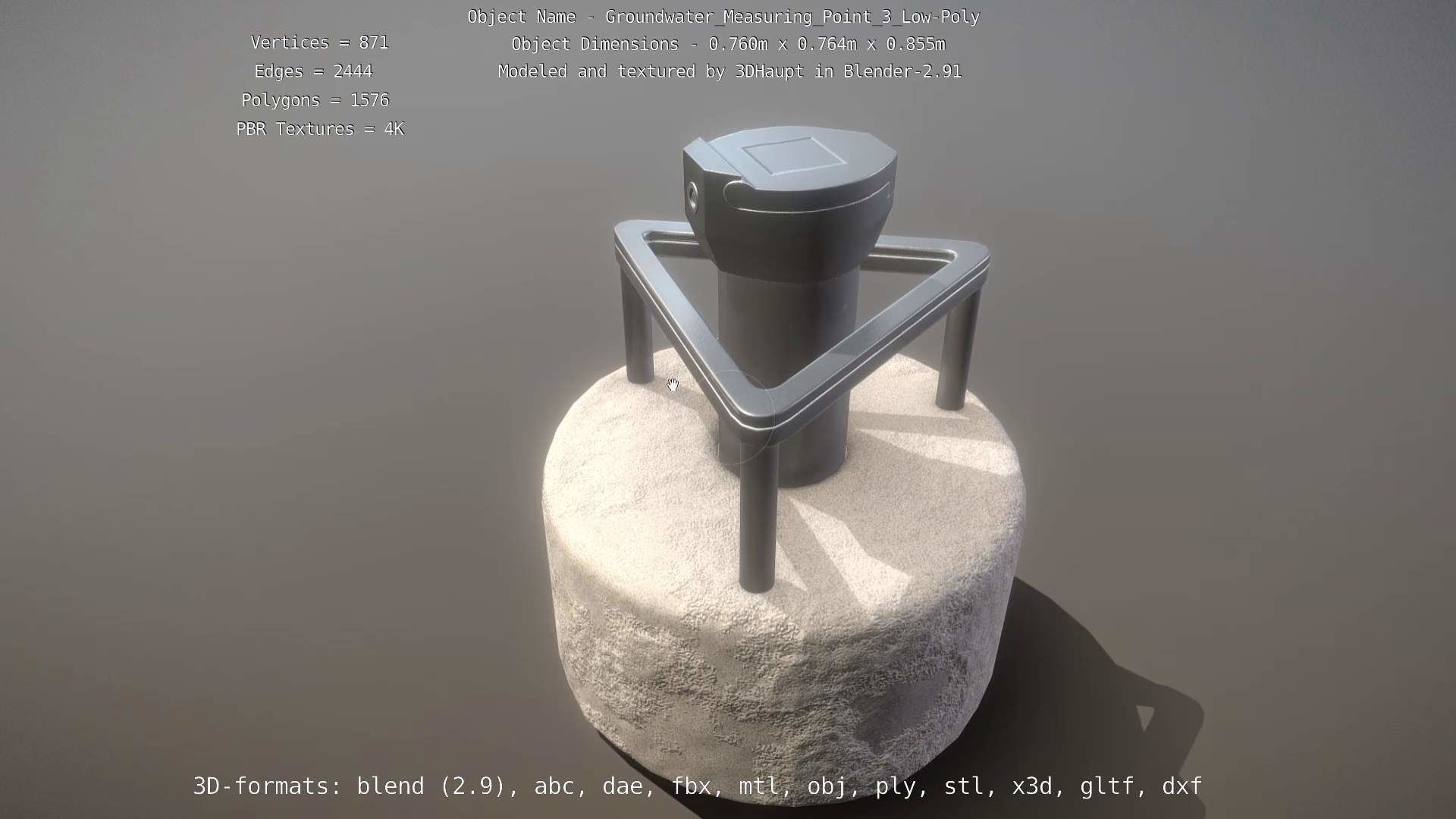 Groundwater Measure Pipe Low-Poly Version 3  Low-poly 3D model_66