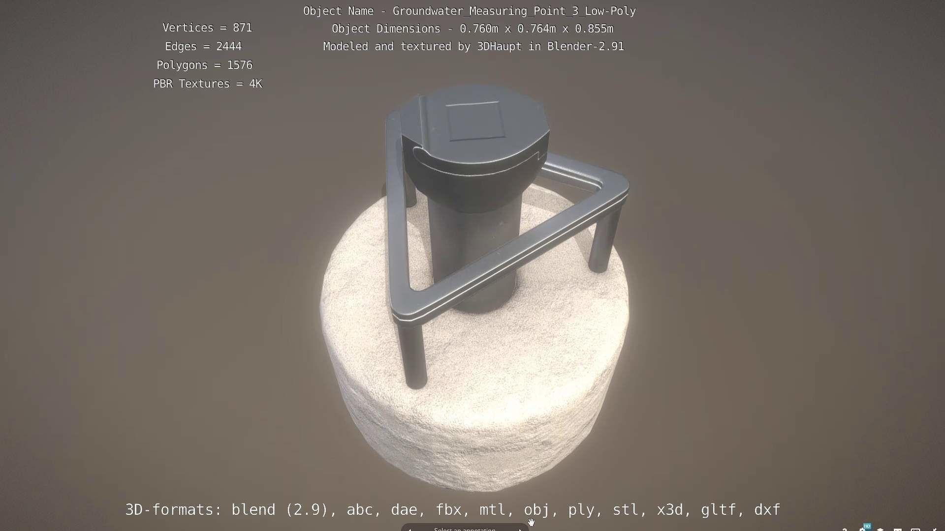 Groundwater Measure Pipe Low-Poly Version 3  Low-poly 3D model_102