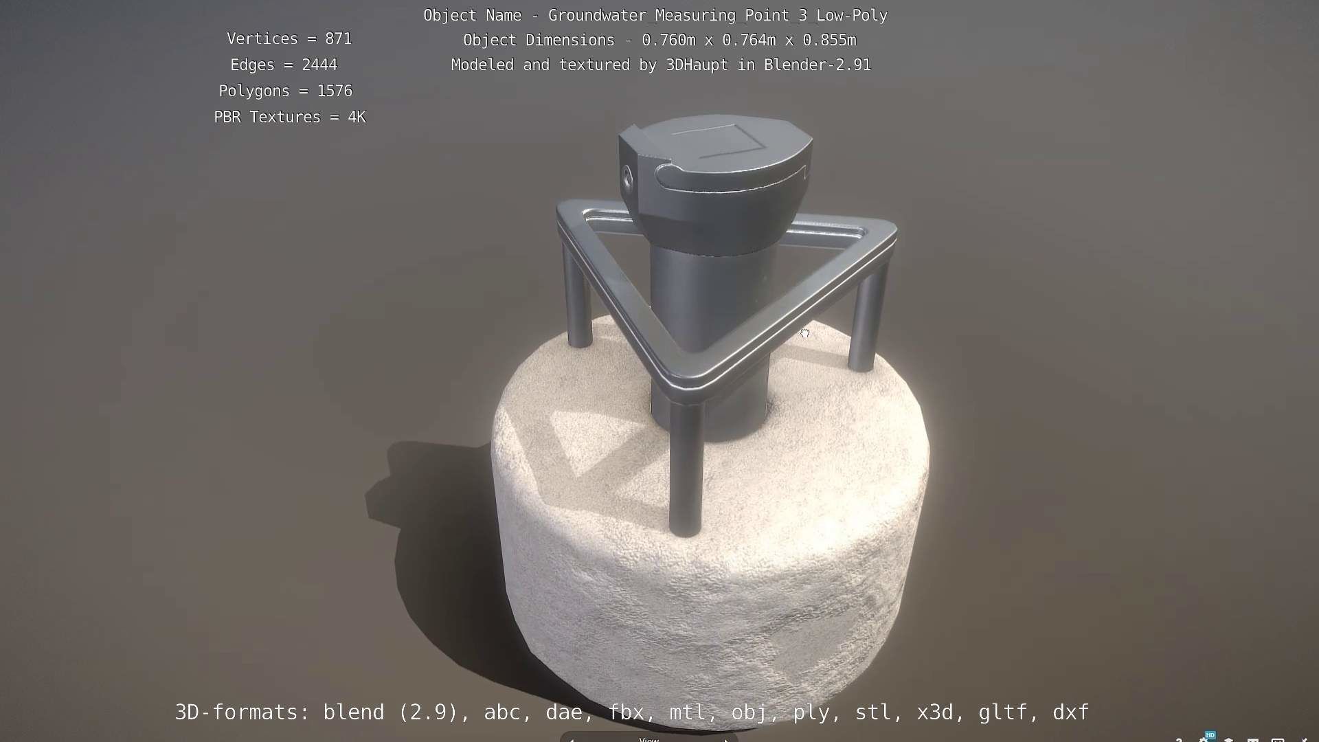 Groundwater Measure Pipe Low-Poly Version 3  Low-poly 3D model_62