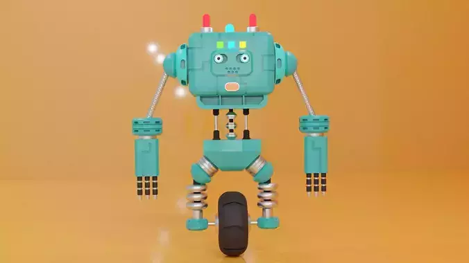 Robot 3D Model toy on wheels