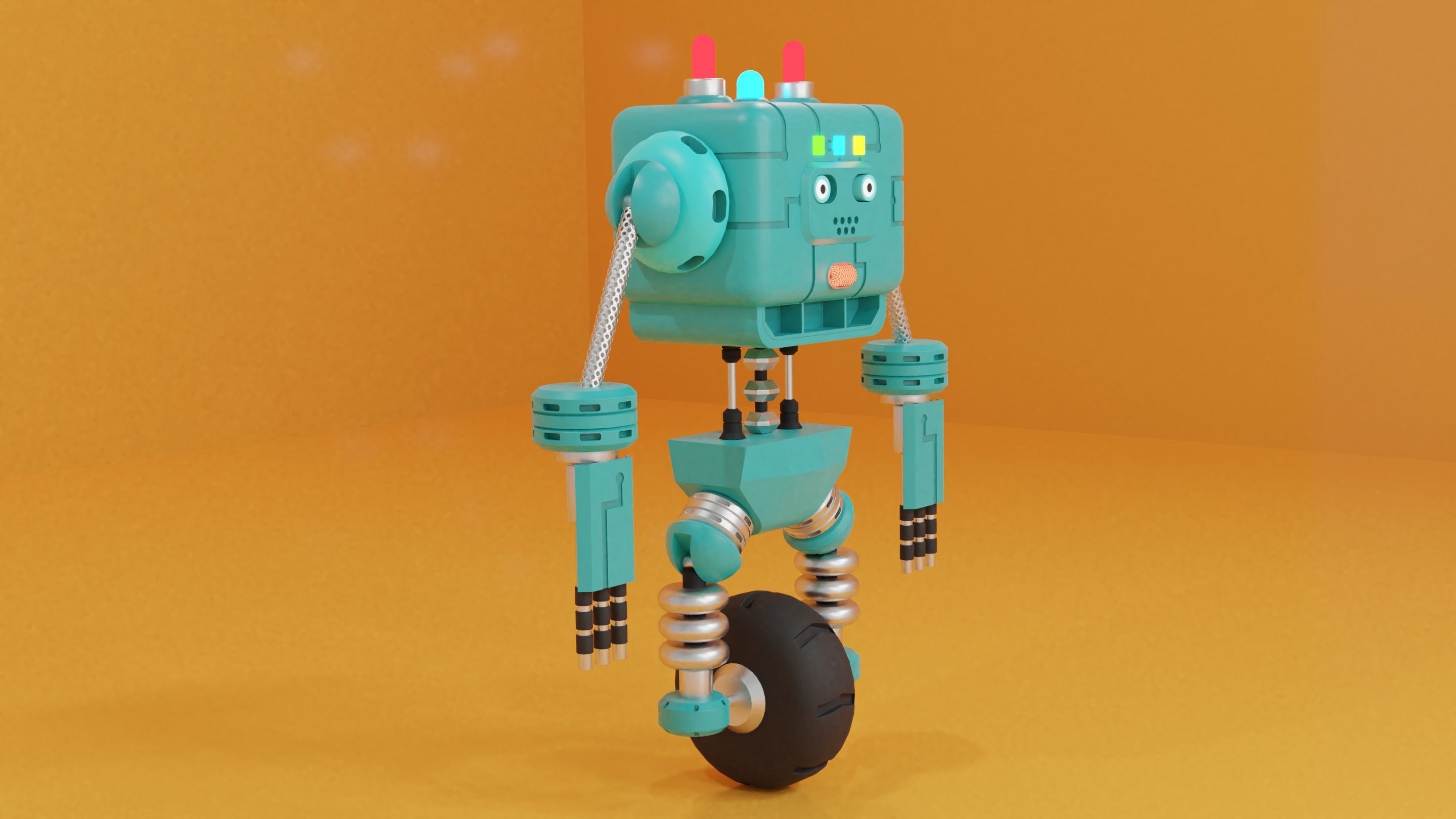 Robot 3D Model toy on wheels 3D model_4