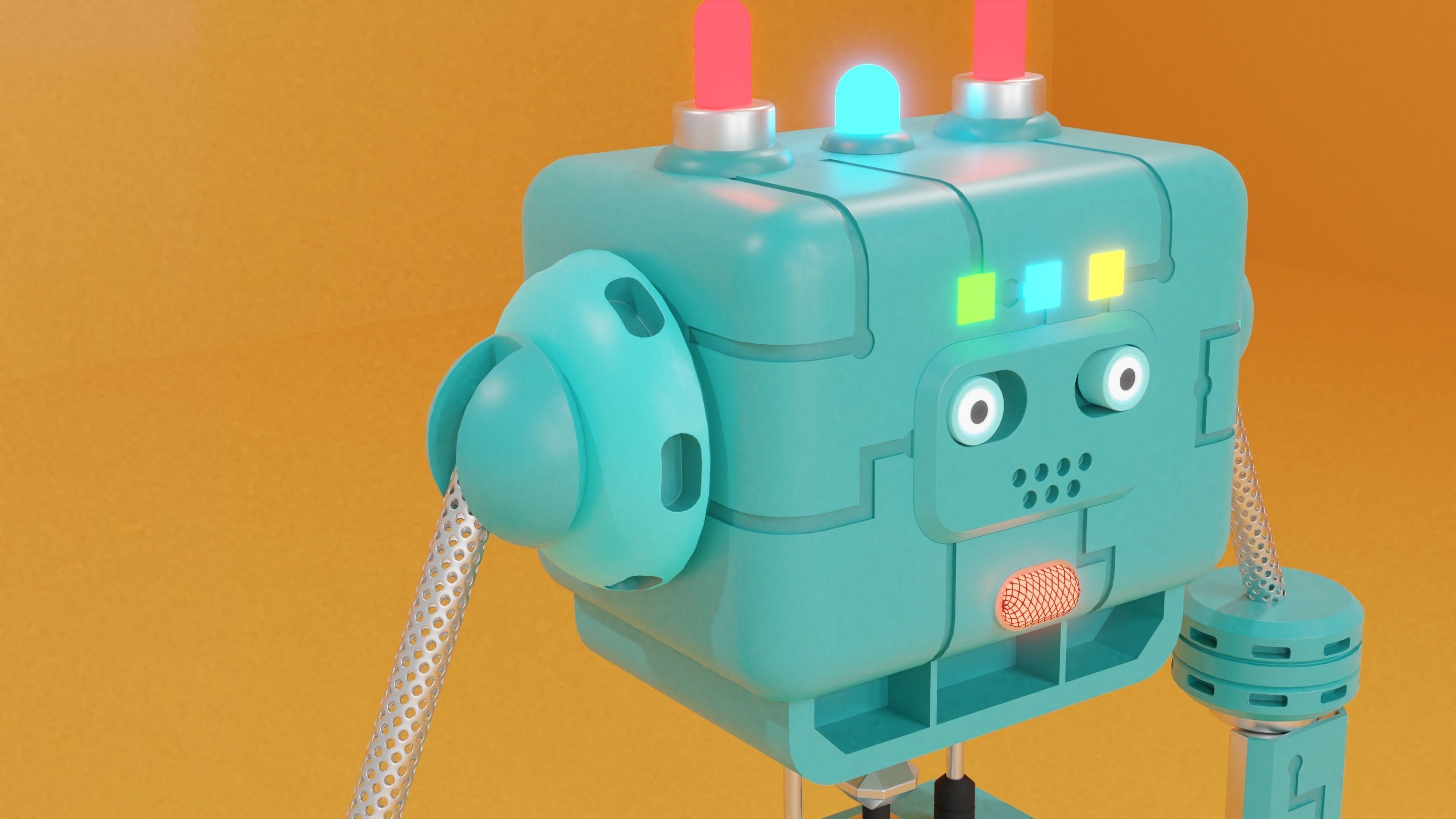 Robot 3D Model toy on wheels 3D model_3