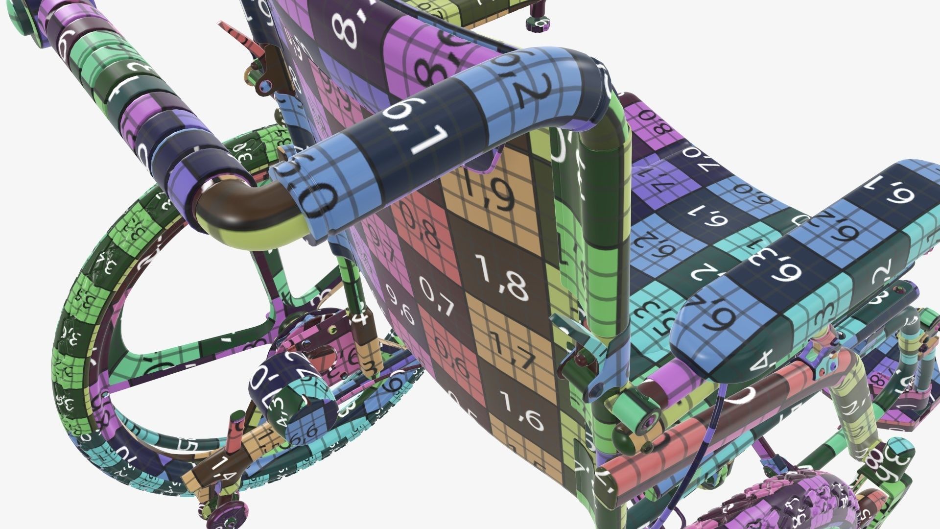 Hybrid power and manual wheelchair 3D model_38