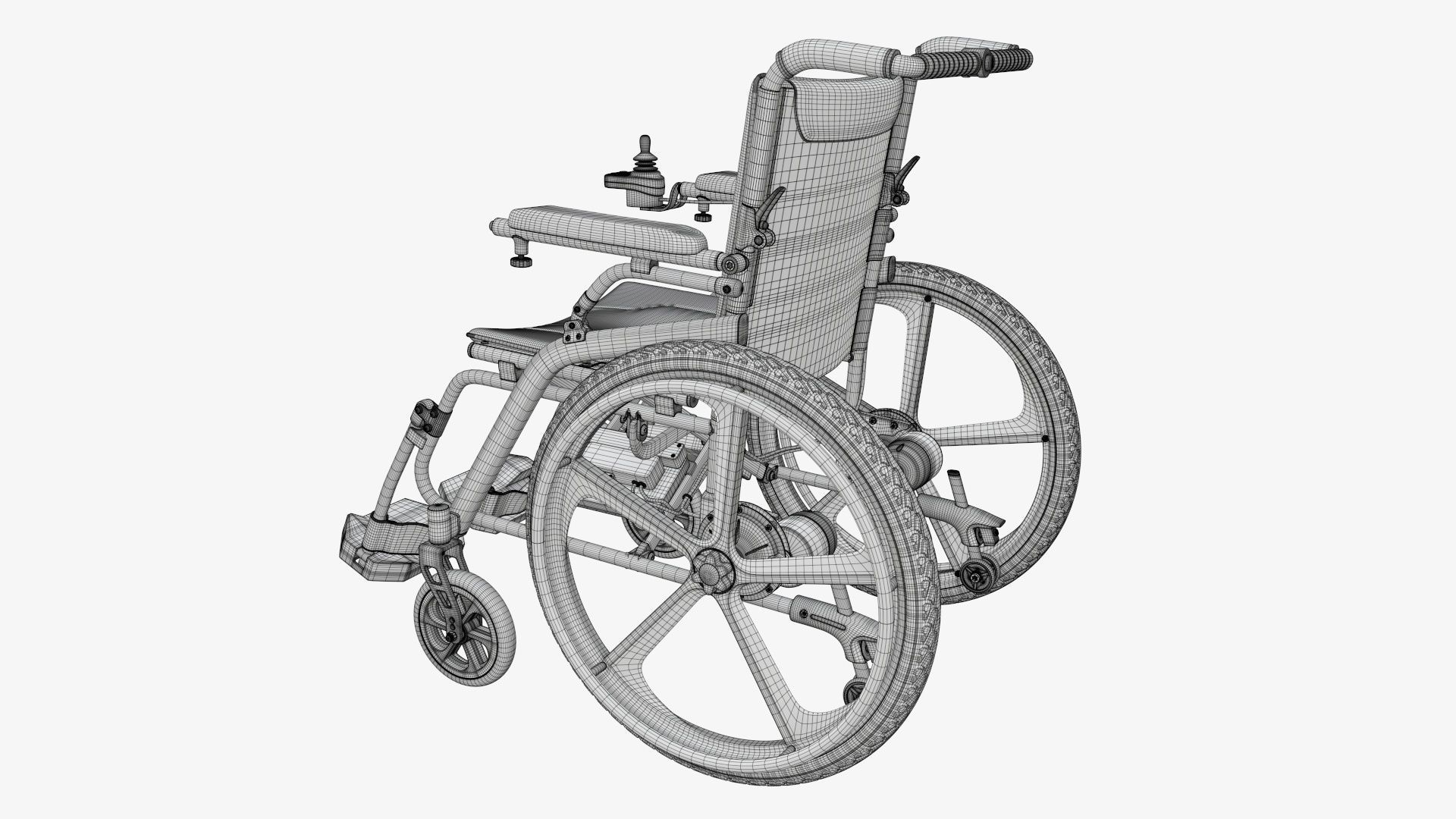 Hybrid power and manual wheelchair 3D model_16