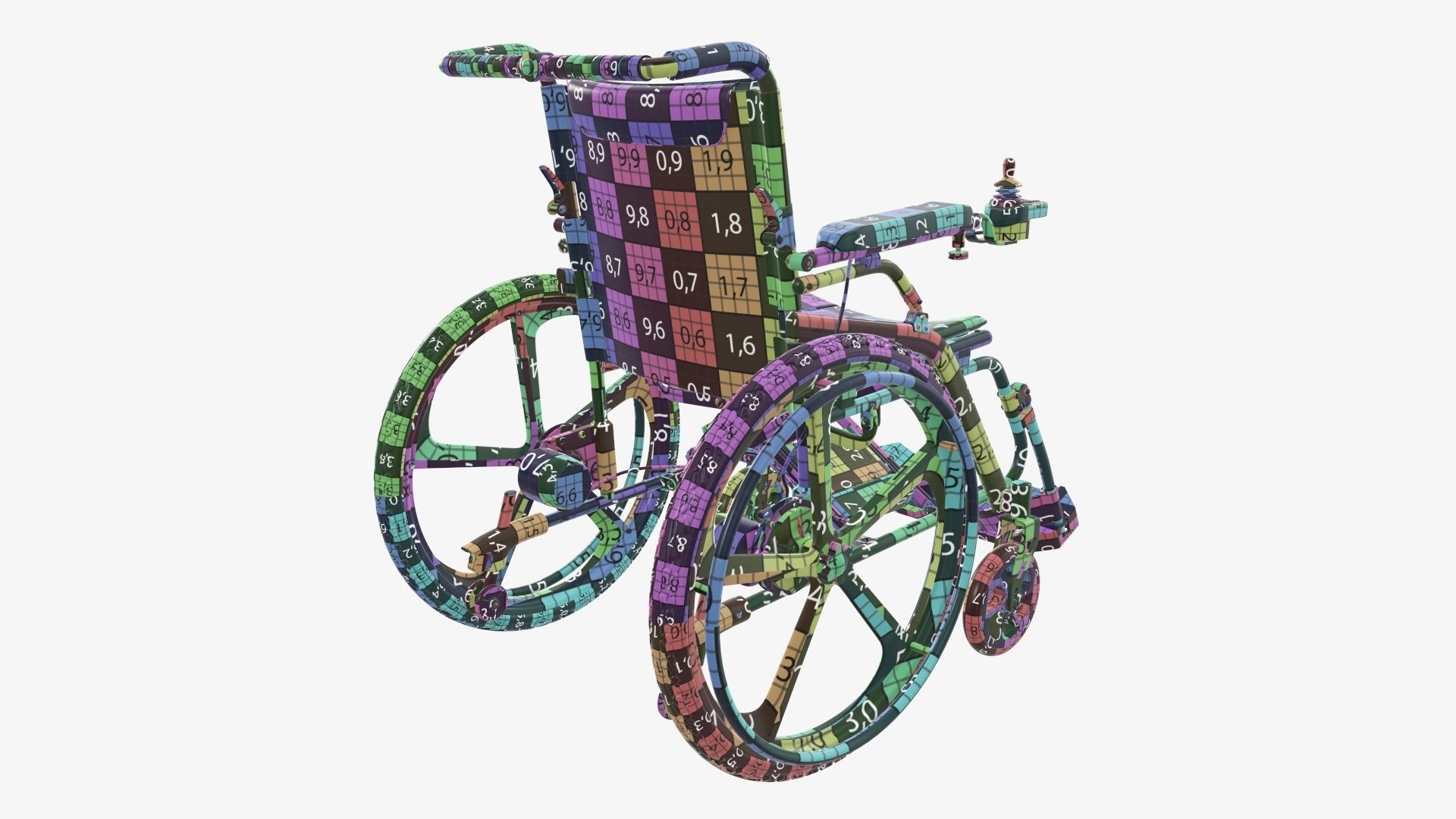 Hybrid power and manual wheelchair 3D model_28