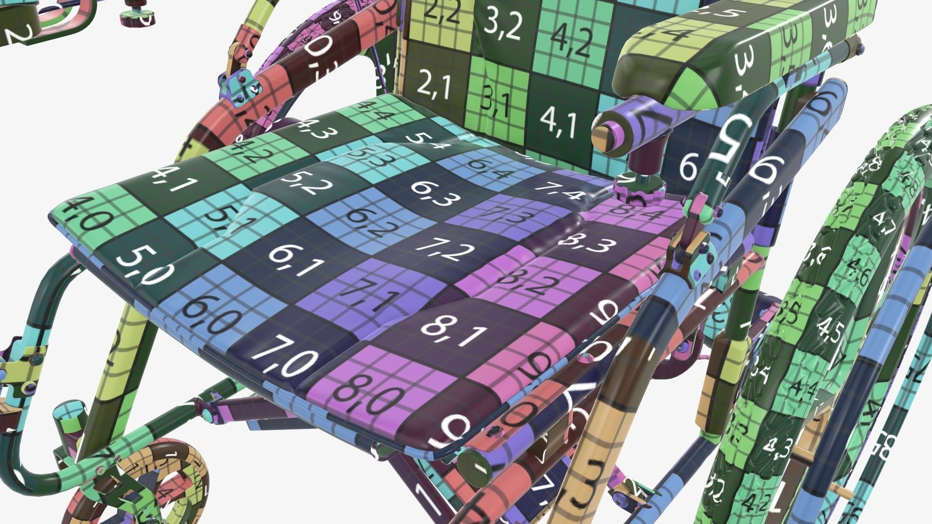 Hybrid power and manual wheelchair 3D model_36