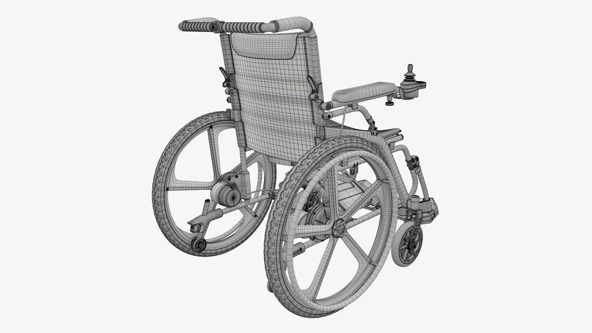 Hybrid power and manual wheelchair 3D model_14