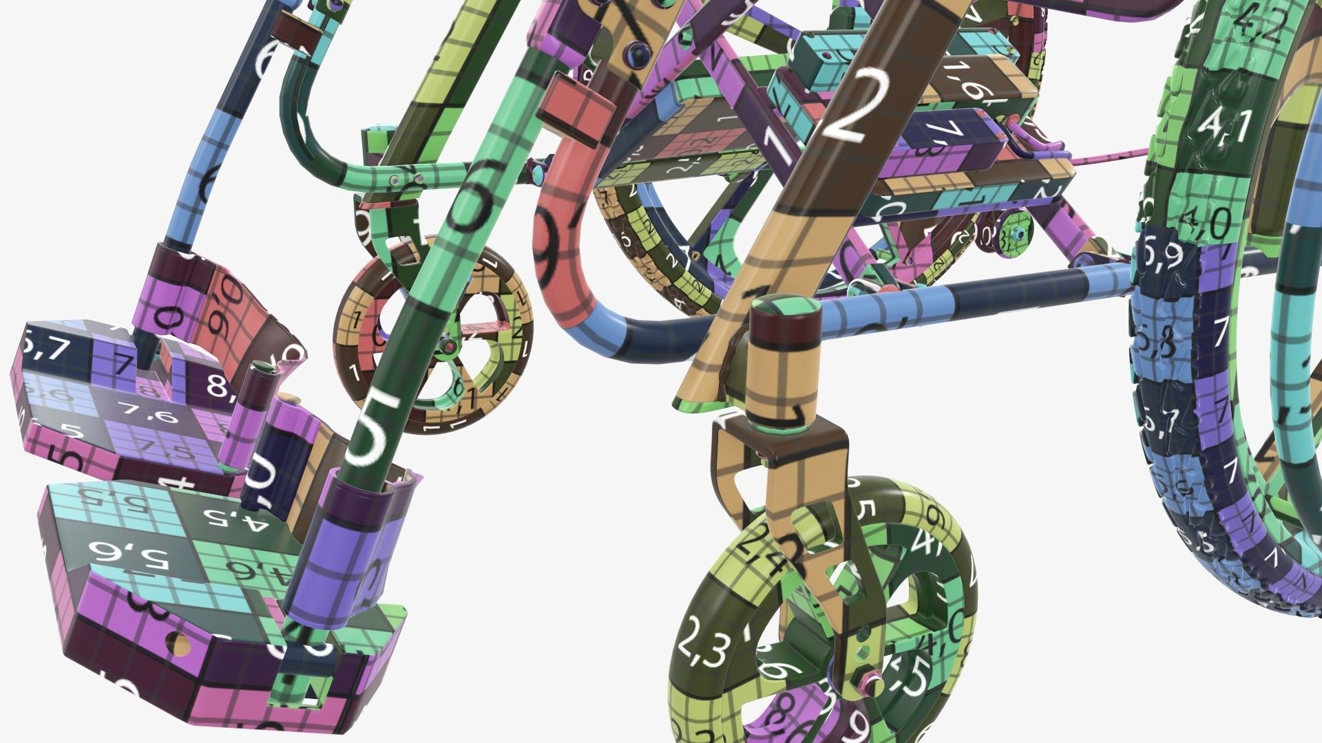 Hybrid power and manual wheelchair 3D model_35