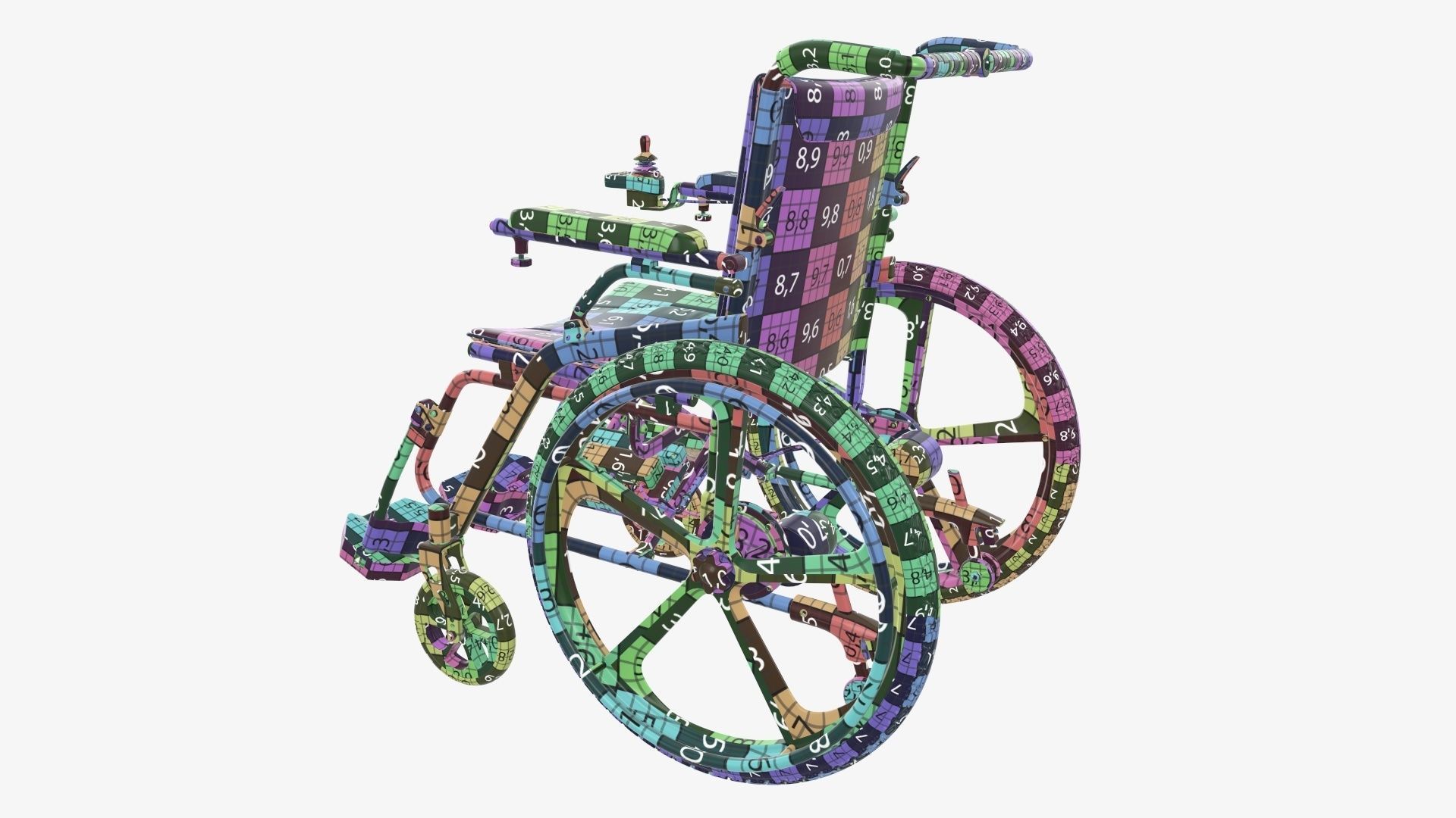 Hybrid power and manual wheelchair 3D model_30