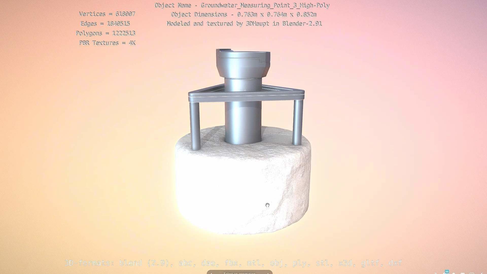 Groundwater Measure Pipe High-Poly Version 3  3D model_82