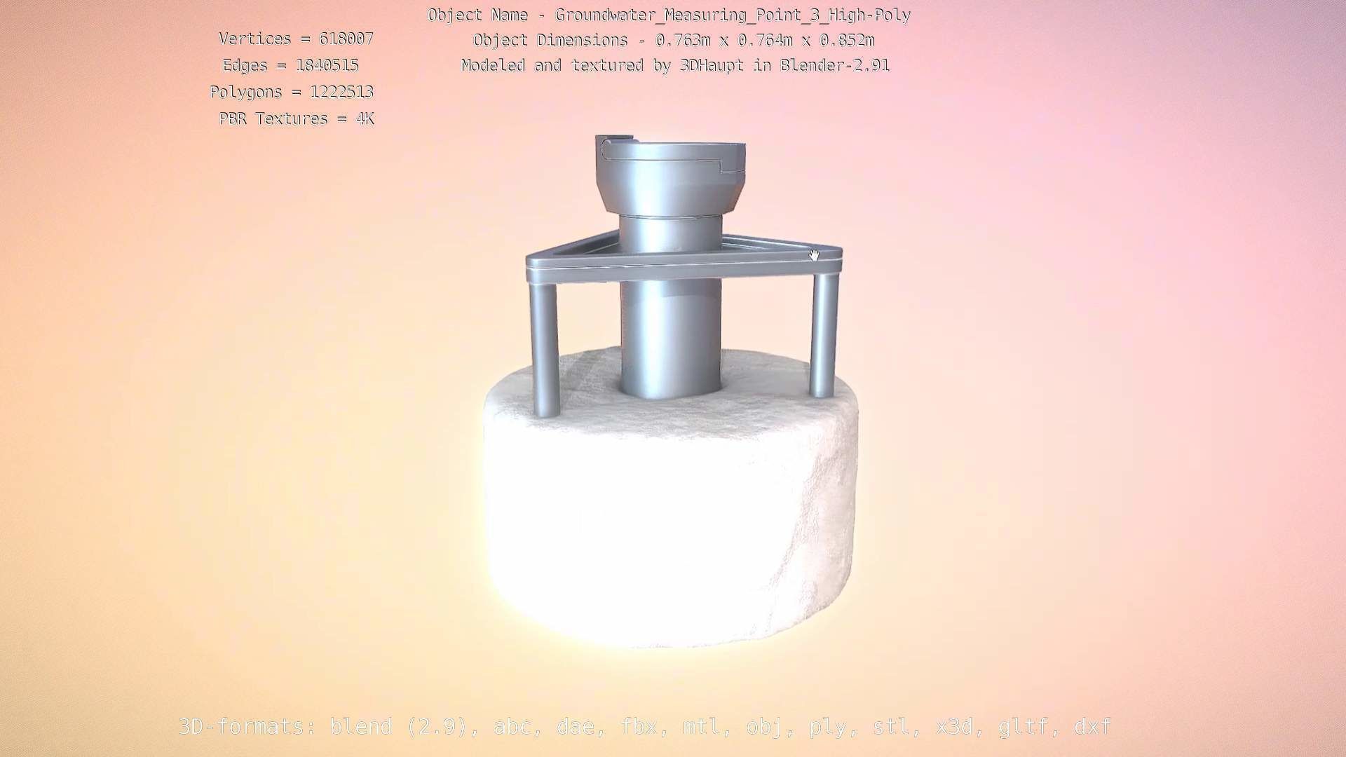 Groundwater Measure Pipe High-Poly Version 3  3D model_8