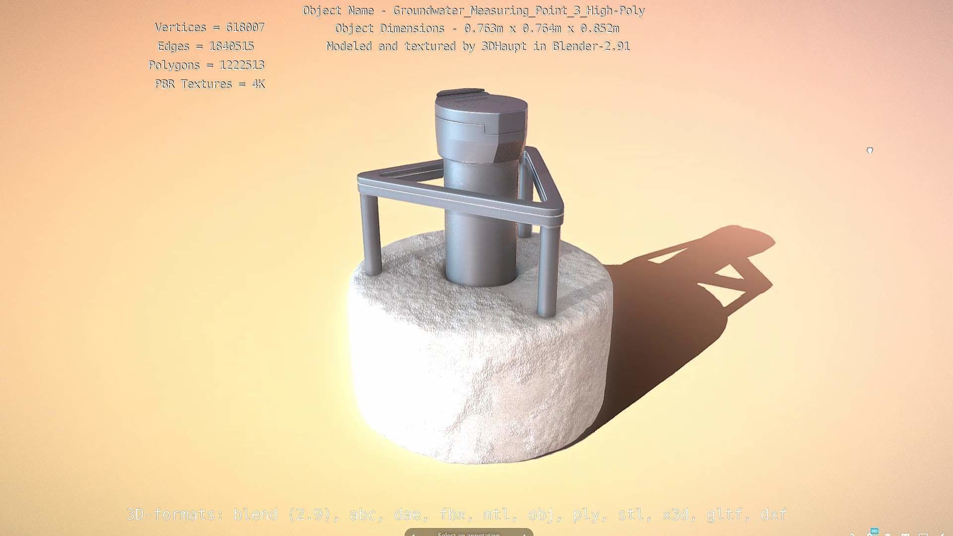 Groundwater Measure Pipe High-Poly Version 3  3D model_79