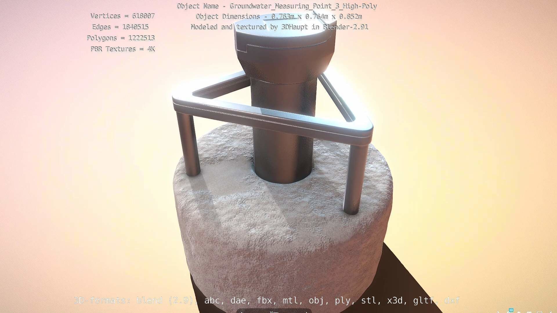 Groundwater Measure Pipe High-Poly Version 3  3D model_10