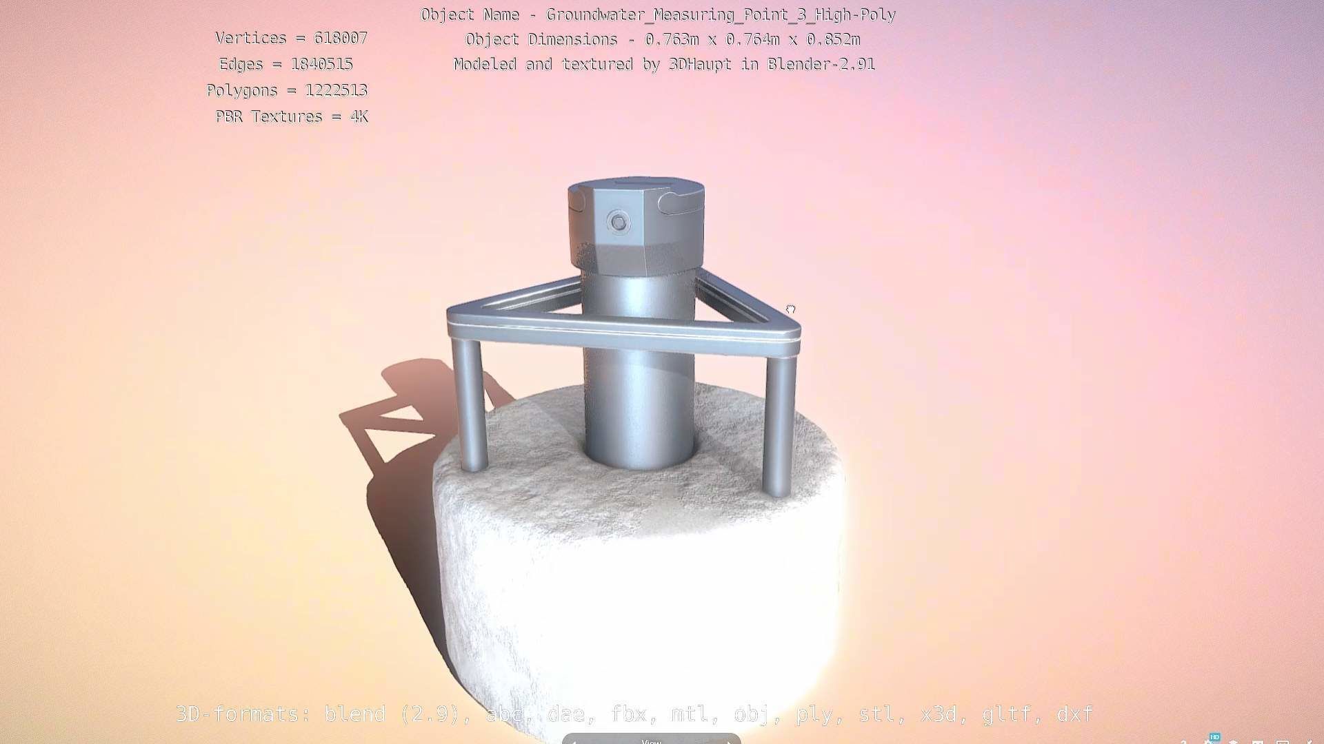 Groundwater Measure Pipe High-Poly Version 3  3D model_77