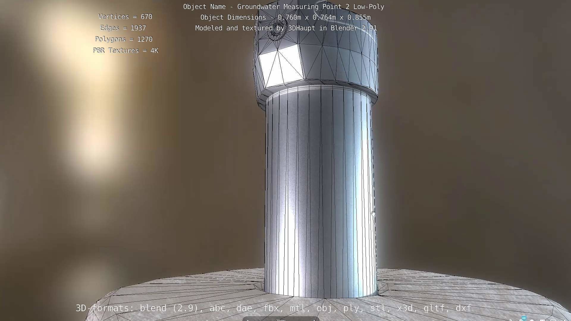 Groundwater Measure Pipe Low-Poly Version 2  Low-poly 3D model_42