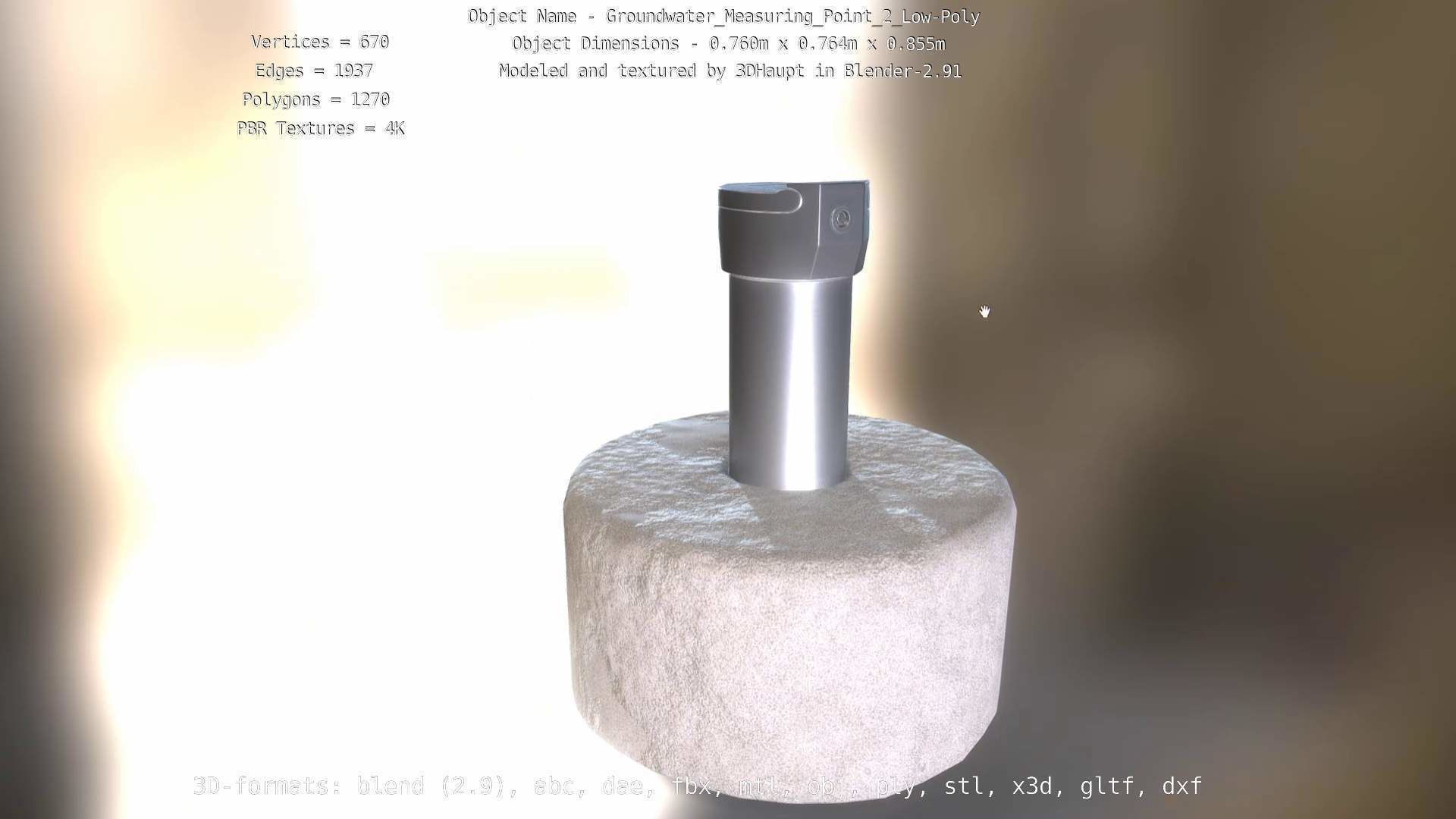 Groundwater Measure Pipe Low-Poly Version 2  Low-poly 3D model_102