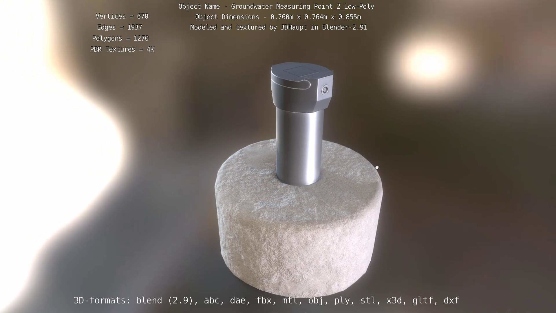 Groundwater Measure Pipe Low-Poly Version 2  Low-poly 3D model_54