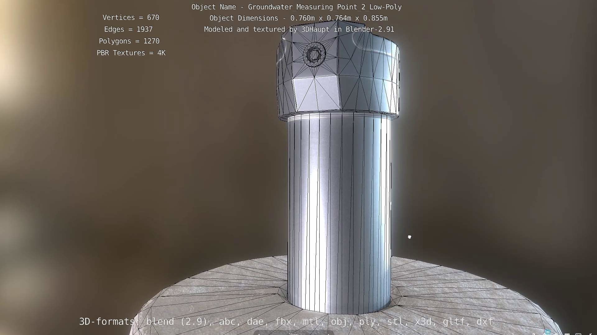 Groundwater Measure Pipe Low-Poly Version 2  Low-poly 3D model_43