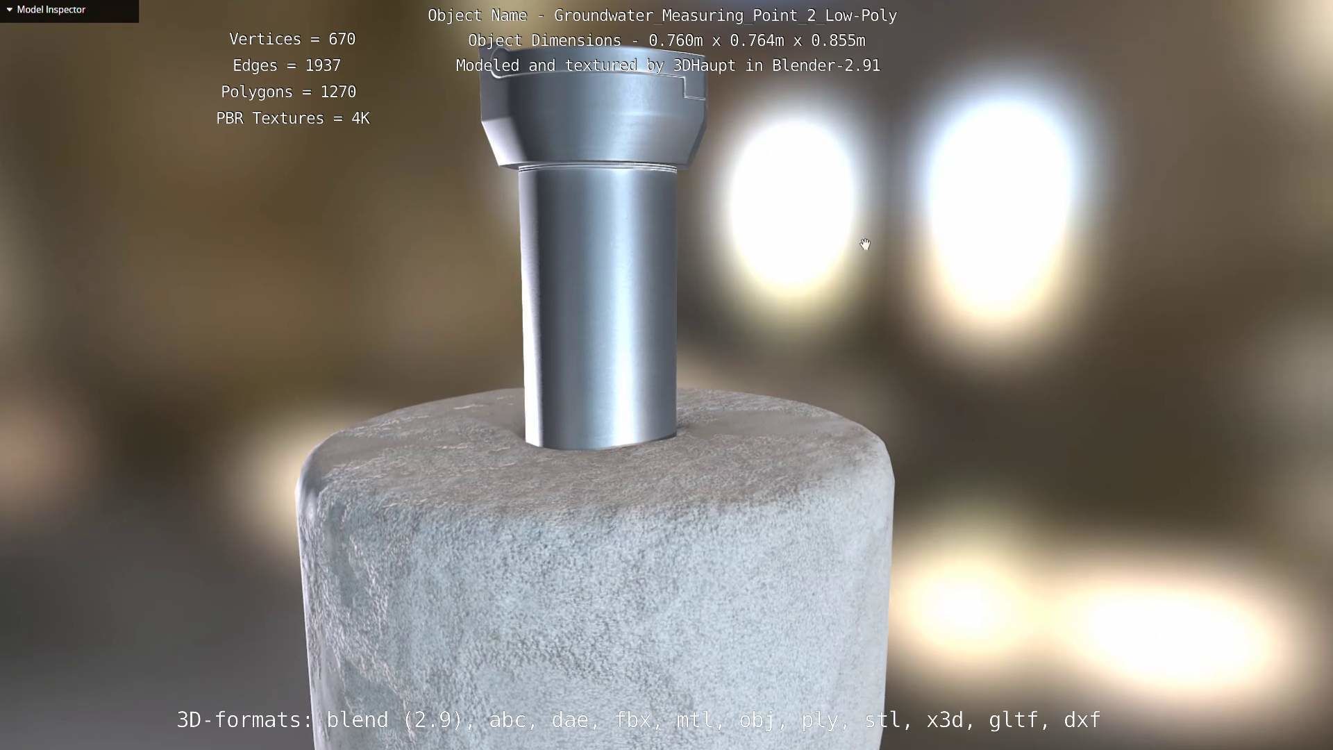 Groundwater Measure Pipe Low-Poly Version 2  Low-poly 3D model_36