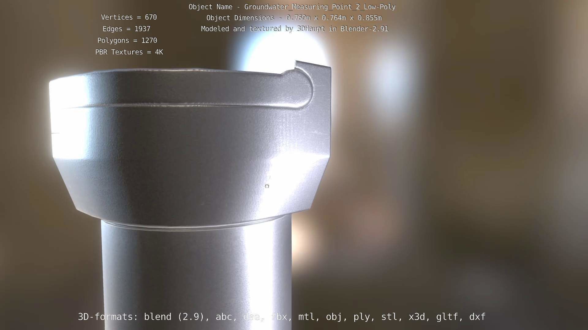 Groundwater Measure Pipe Low-Poly Version 2  Low-poly 3D model_11